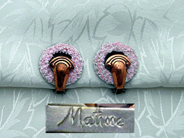 Matisse Copper and Pink glass clip Earrings