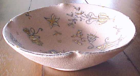 Art Deco Bowl 1950's Pink & Gold
