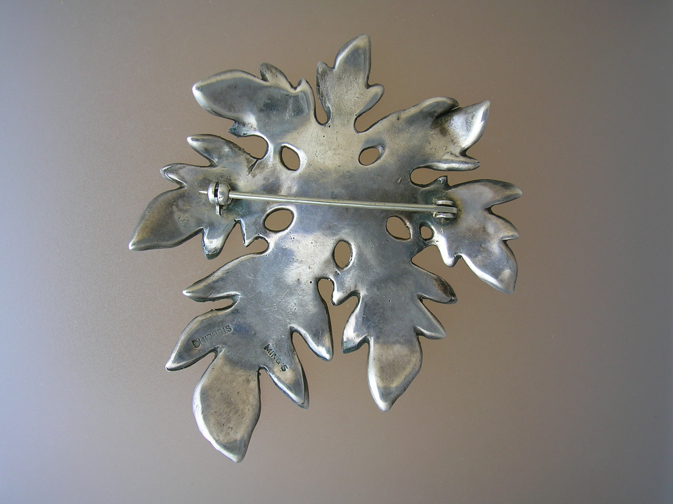 Mings Of Hawaii Sterling Silver  Leaf Brooch