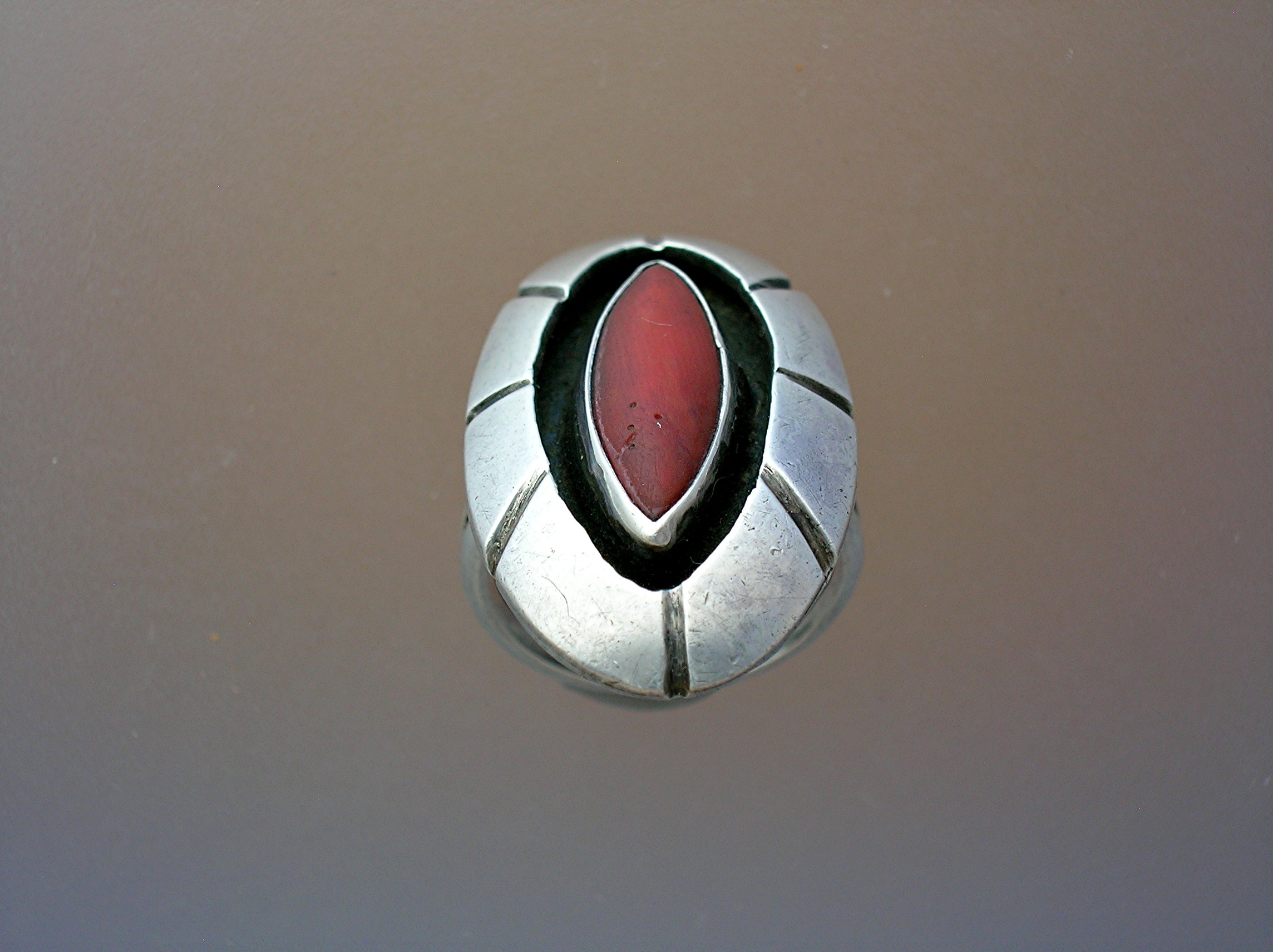 Navajo Sterling Silver Mediterranean Coral  Ring