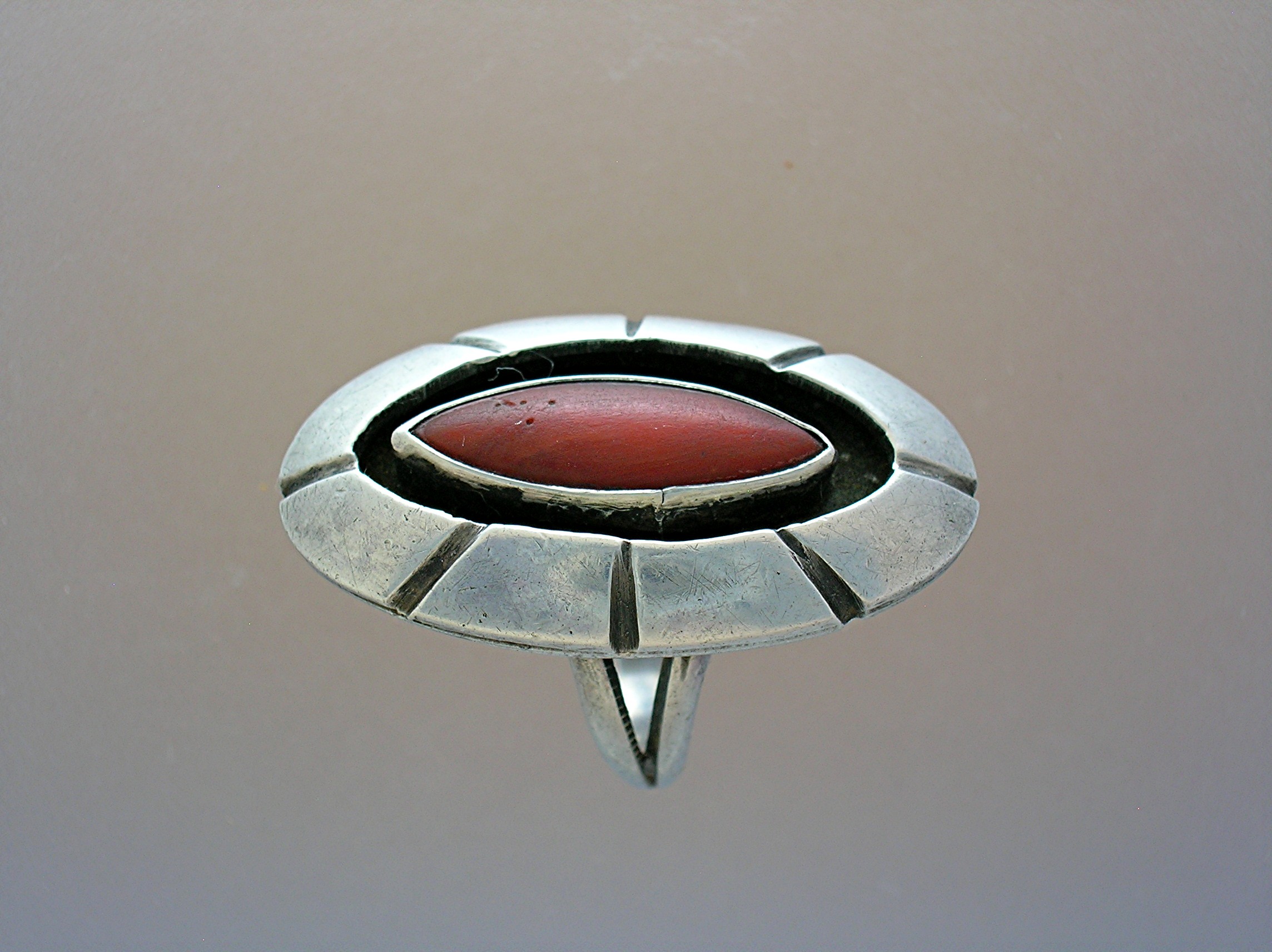 Navajo Sterling Silver Mediterranean Coral  Ring