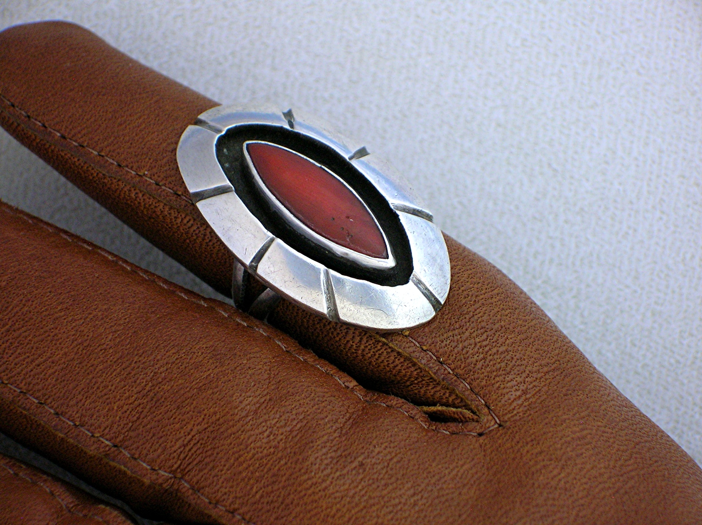 Navajo Sterling Silver Mediterranean Coral  Ring