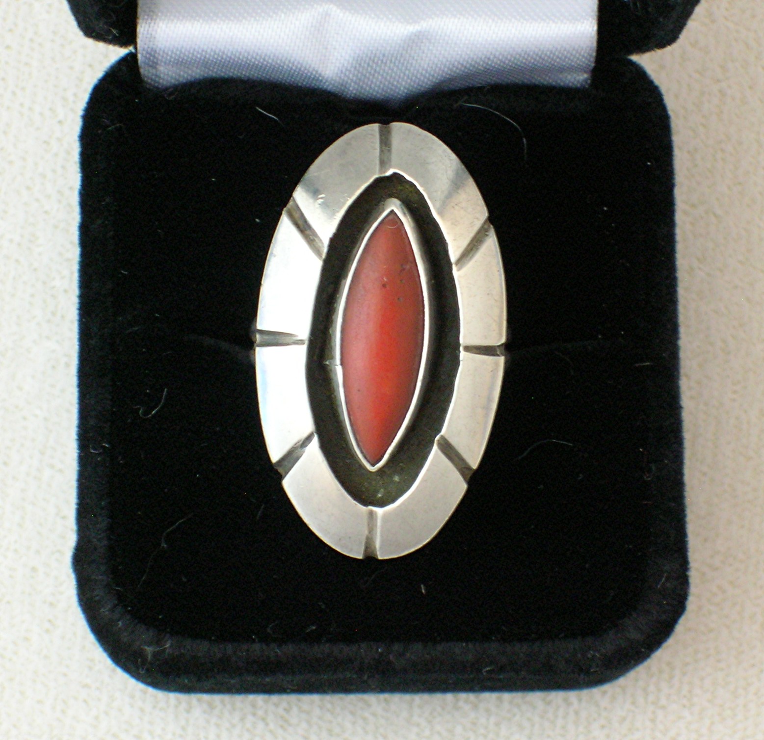 Navajo Sterling Silver Mediterranean Coral  Ring