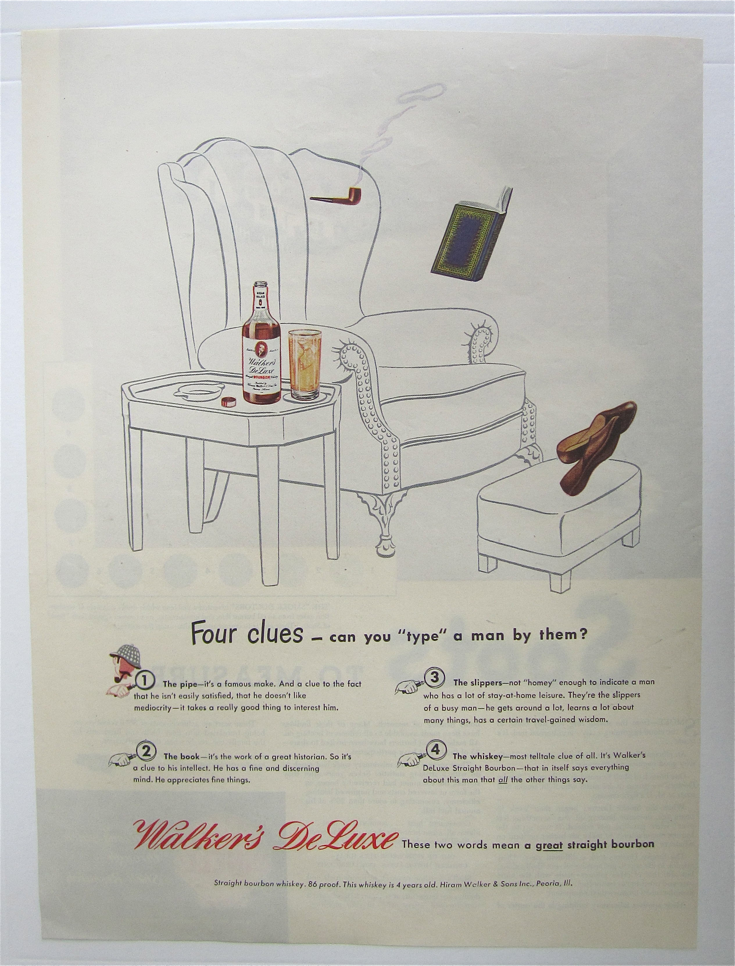 1945 Walker's Deluxe Whiskey w/ Invisible Man Drinking
