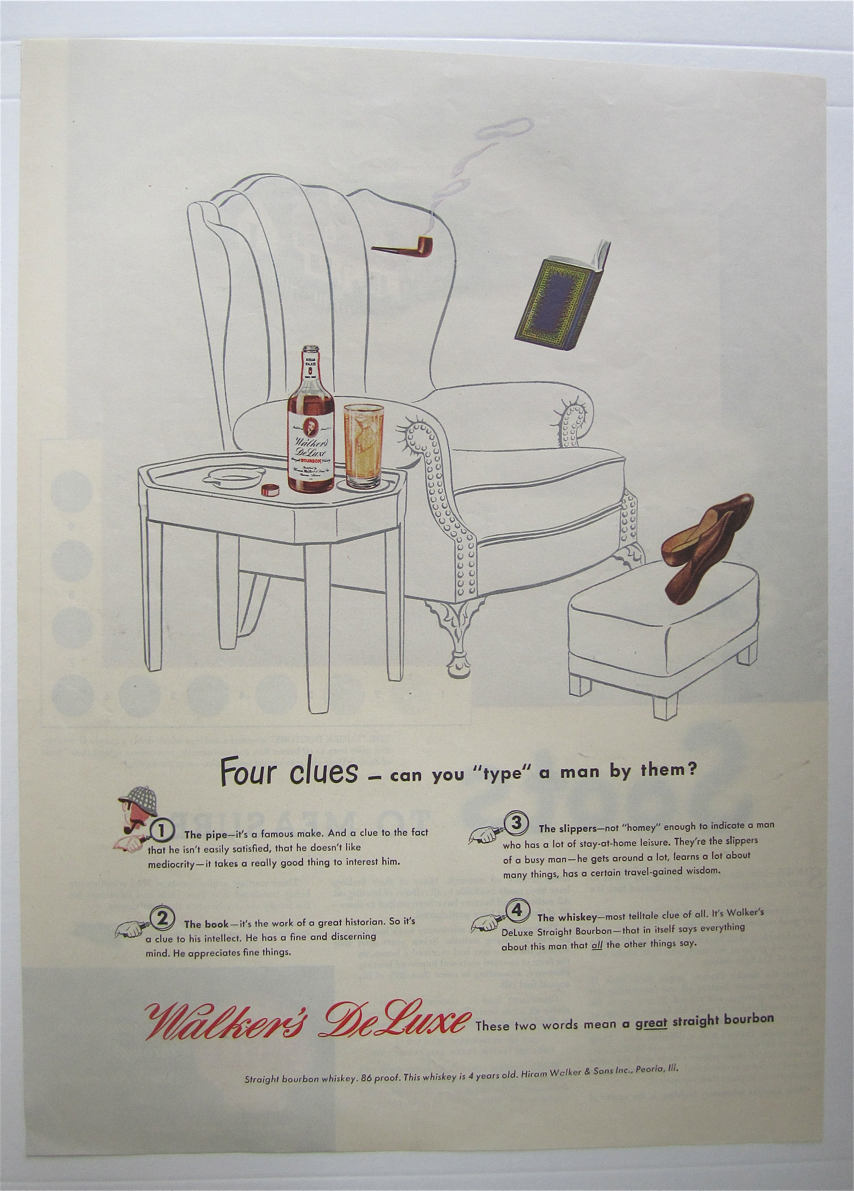 1945 Walker's Deluxe Whiskey w/ Invisible Man Drinking