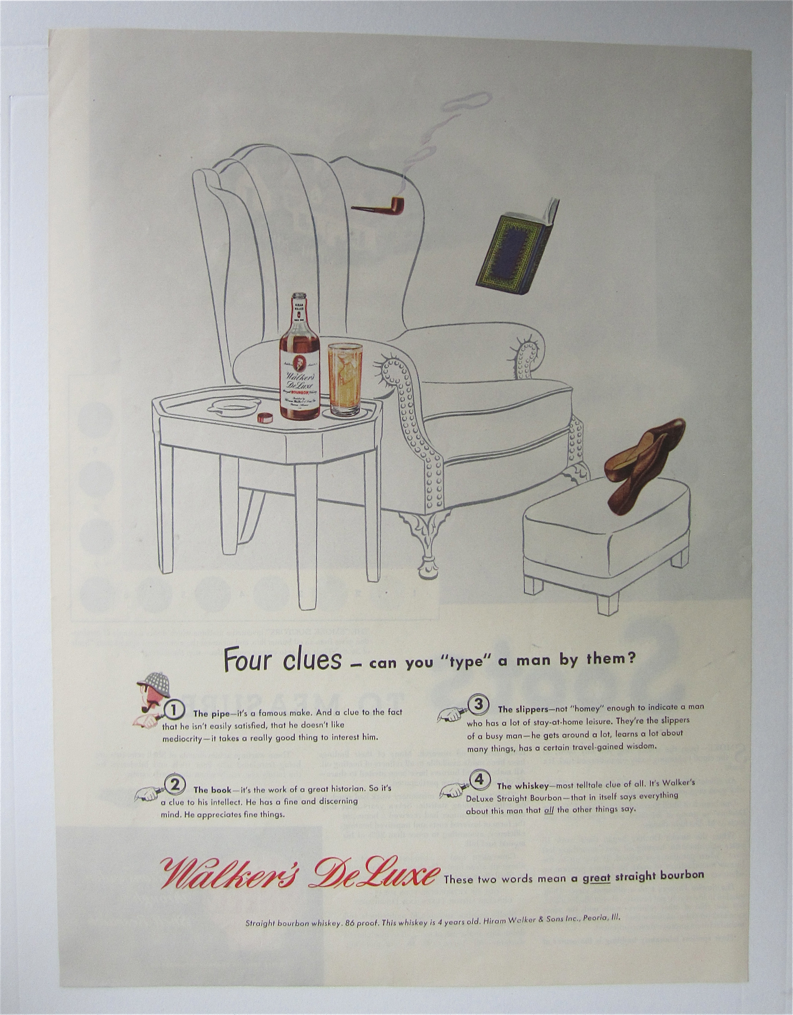 1945 Walker's Deluxe Whiskey w/ Invisible Man Drinking