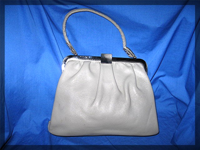 VINTAGE grey leather handbag