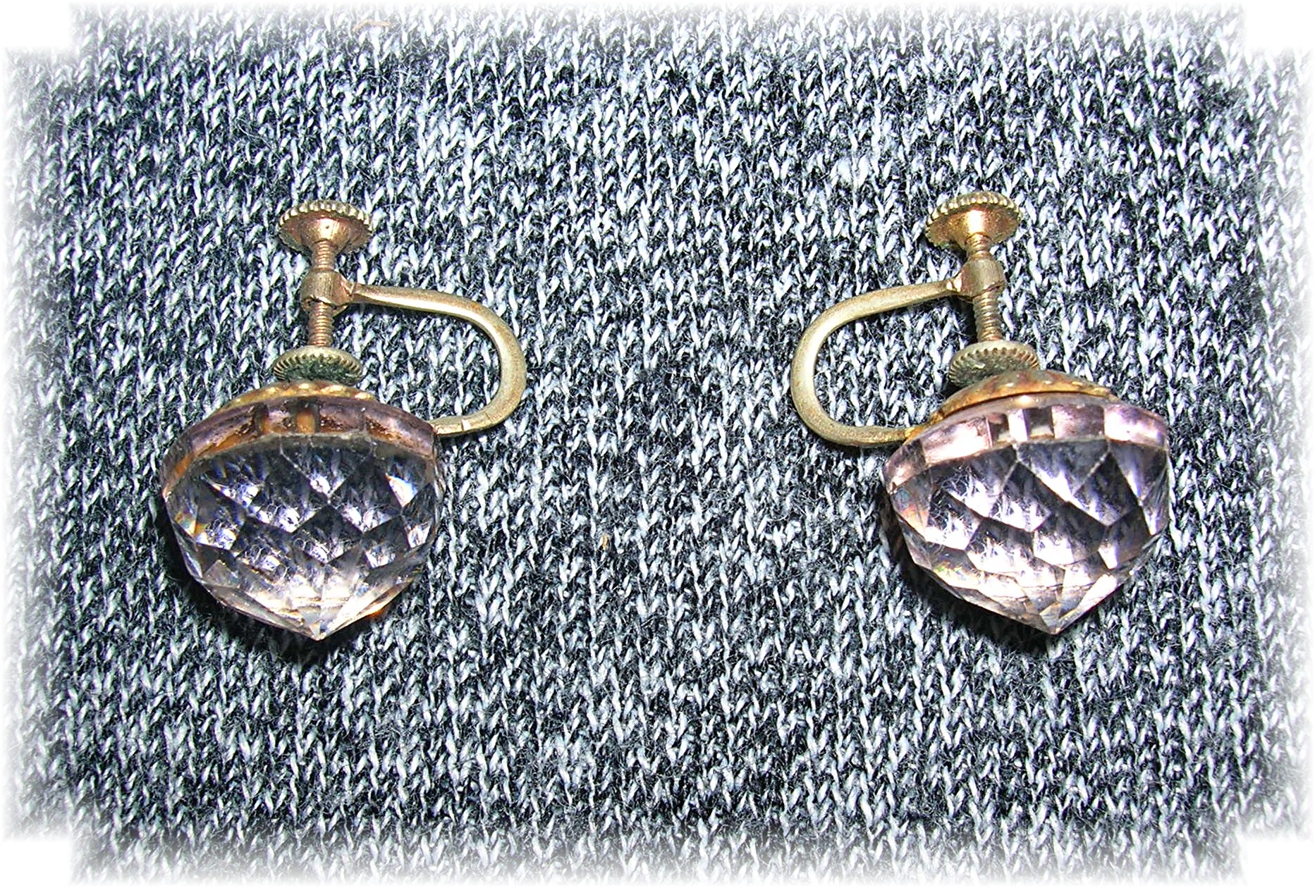 Cut Crystal Goldtone Screwback Earrings