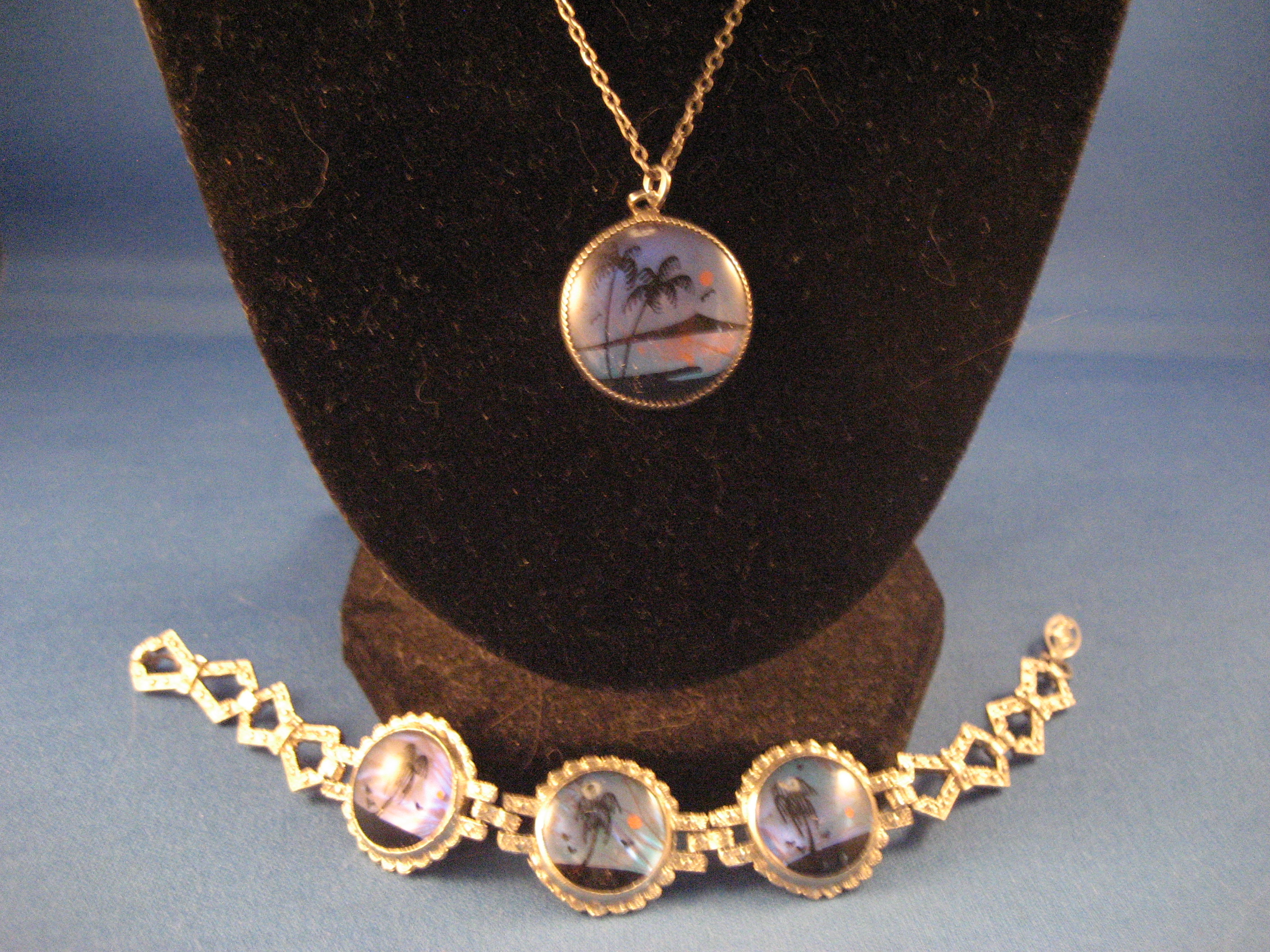 Butterfly Wing Scene Necklace and Bracelet