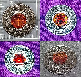 Scottish thistle Brooch pin orange stone