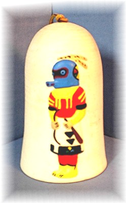 Pottery Kachina Doll Bell Signed Chris Tibell & Mary