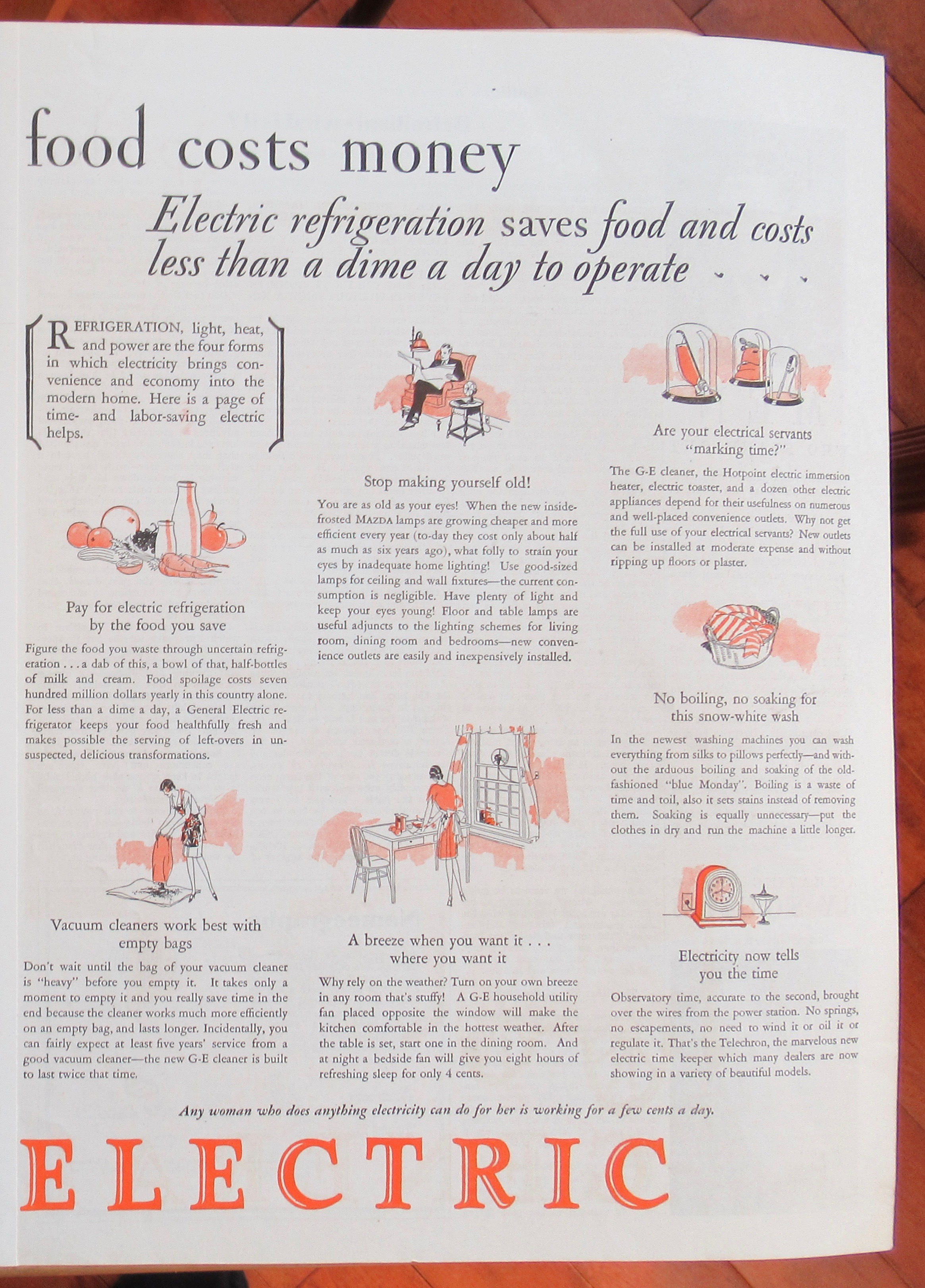 1929 General Electric Refrigerator with Woman & Tray