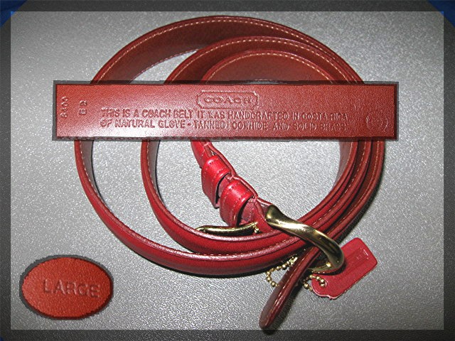 COACH Red Leather Belt Coach Tag Attached