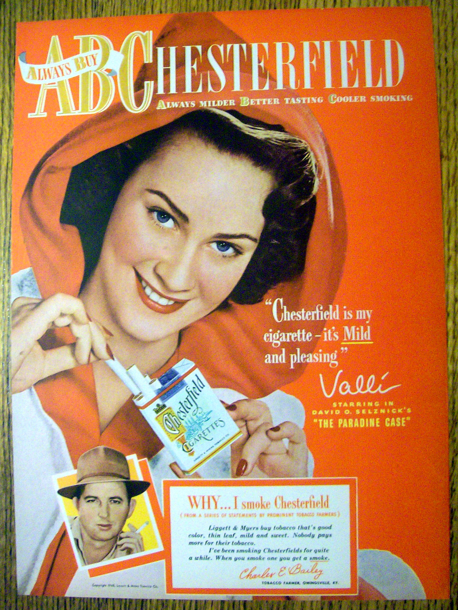 1948 Chesterfield Cigarettes with Valli
