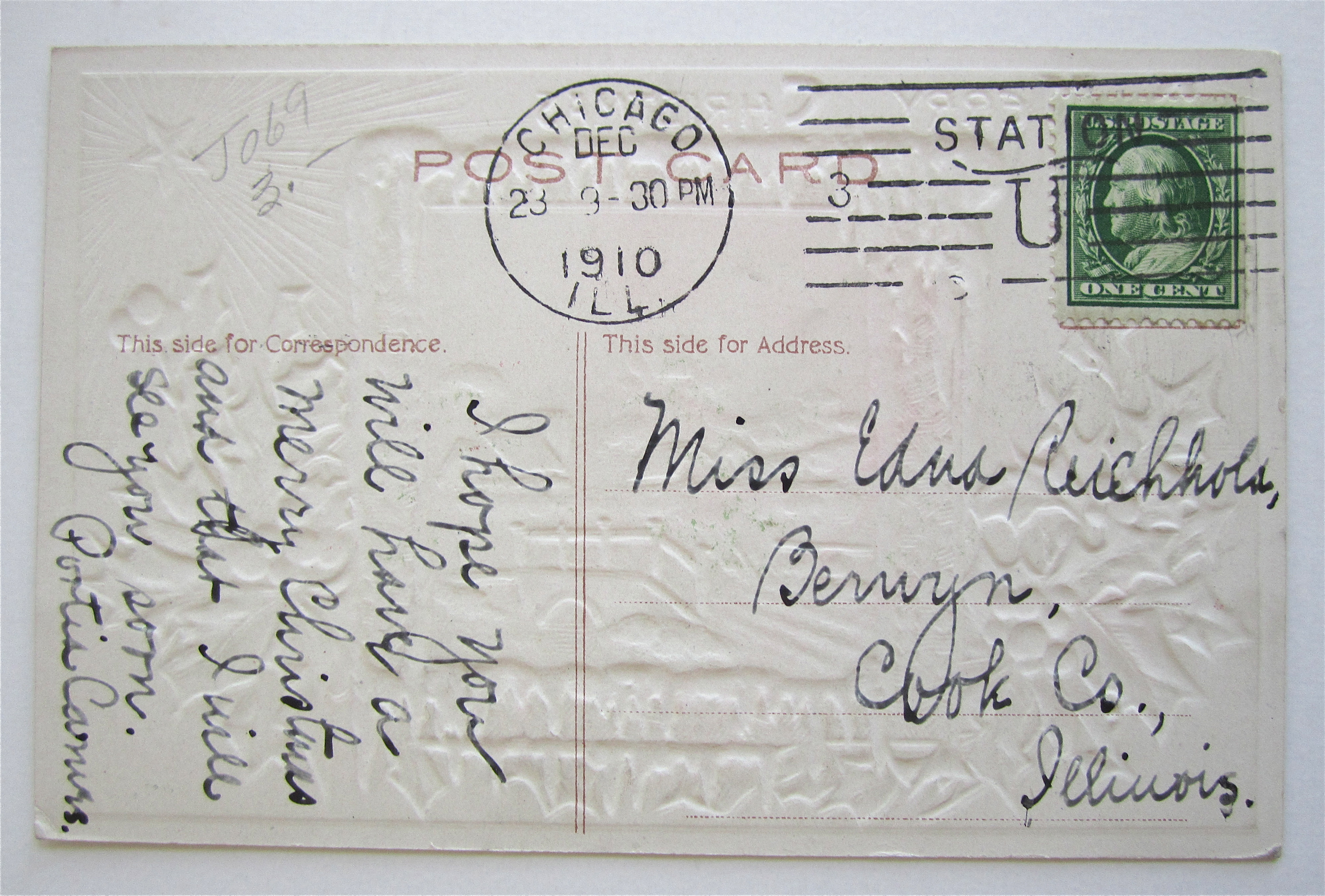 Christmas Scene With Cabin Postcard