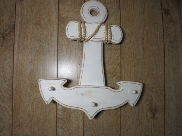 Vintage Wood Anchor Wall Plaque with dowels Nautical Sea Shore