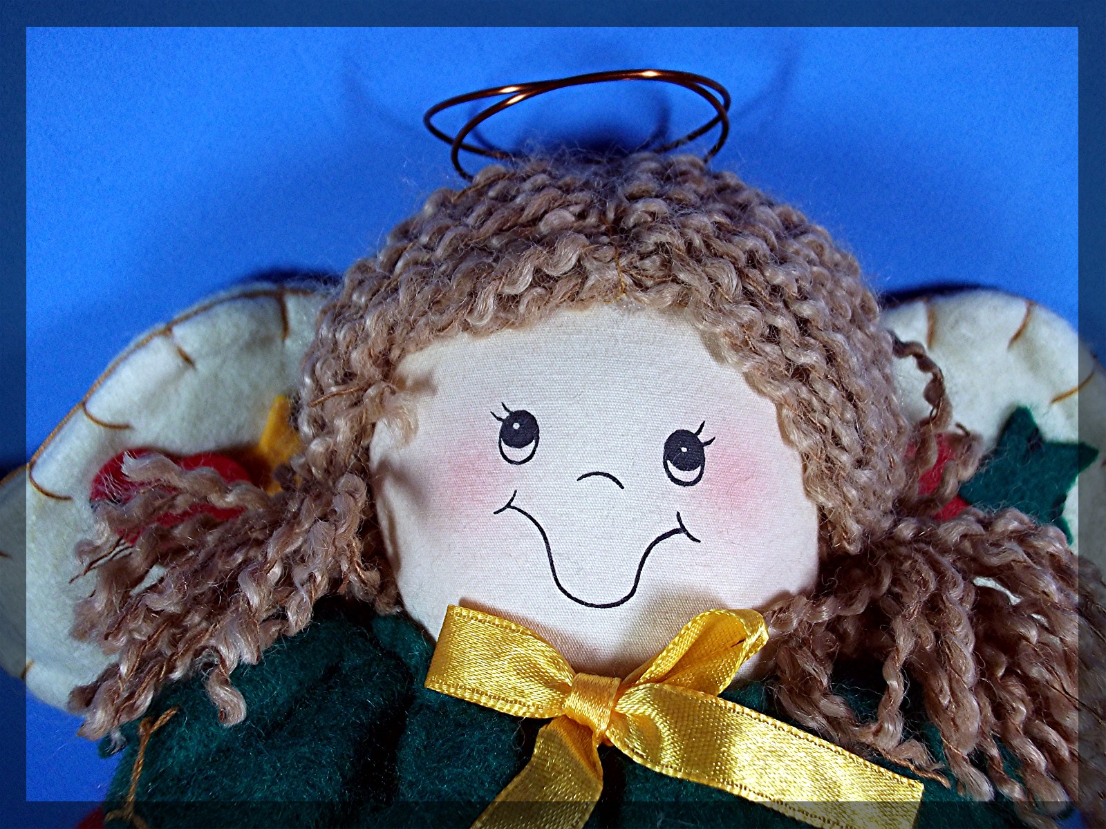 Christmas Angel, felt, yarn, pellet filled