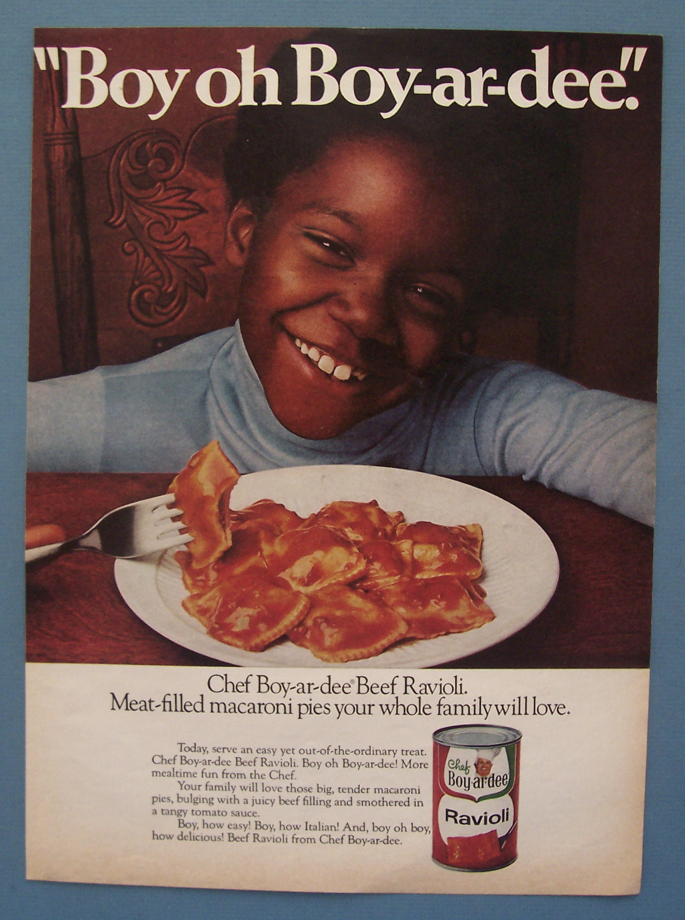 1977 Chef Boy-Ar-Dee Ravioli with Child Eating Ravioli