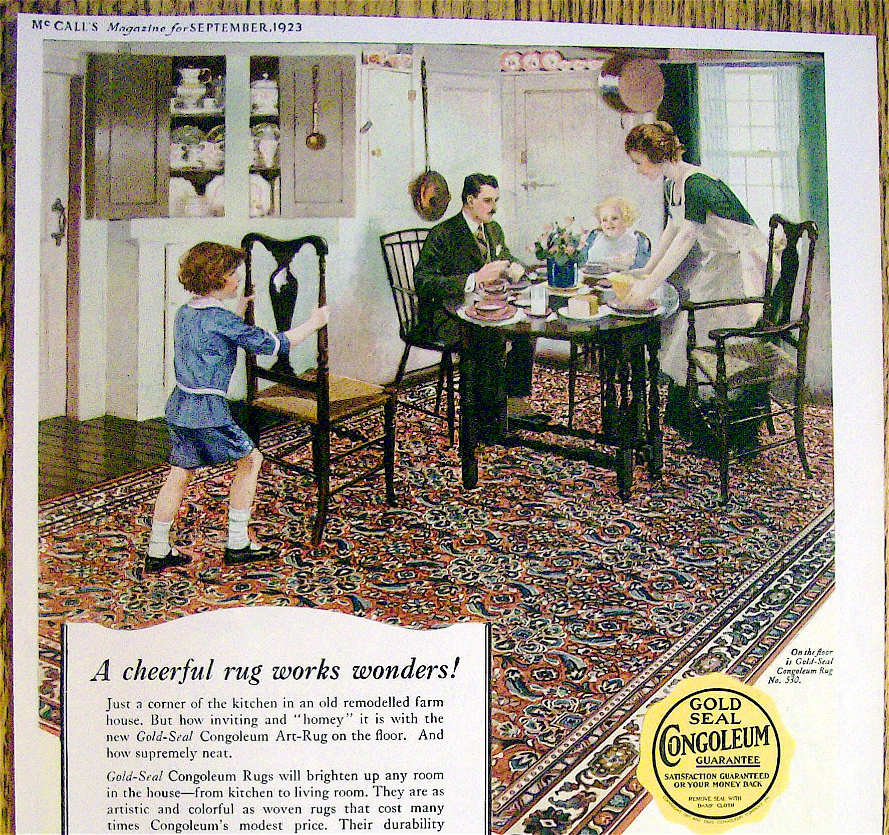 1923 Congoleum Art Rugs with Family Eating Dinner