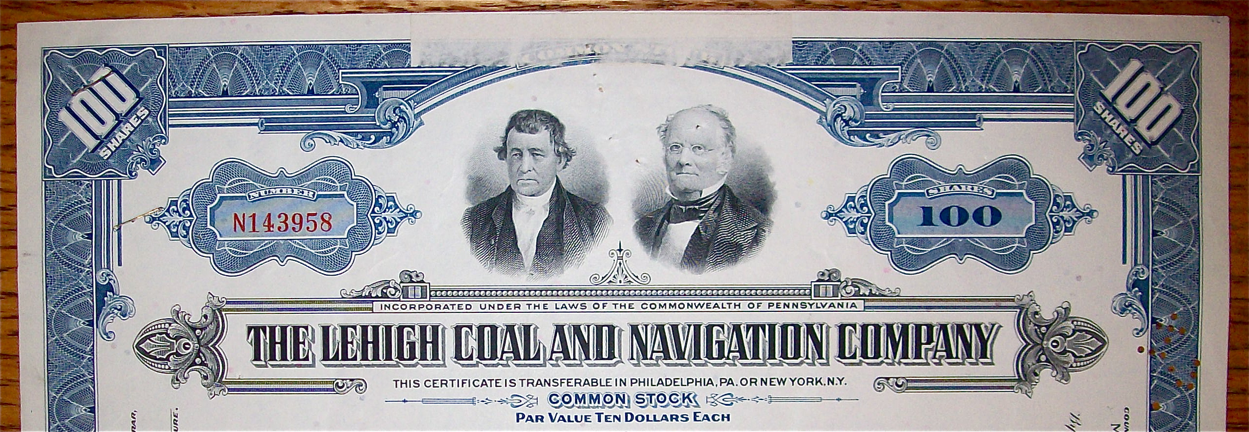 1962 LeHigh Coal & Navigation Company Stock Certificate