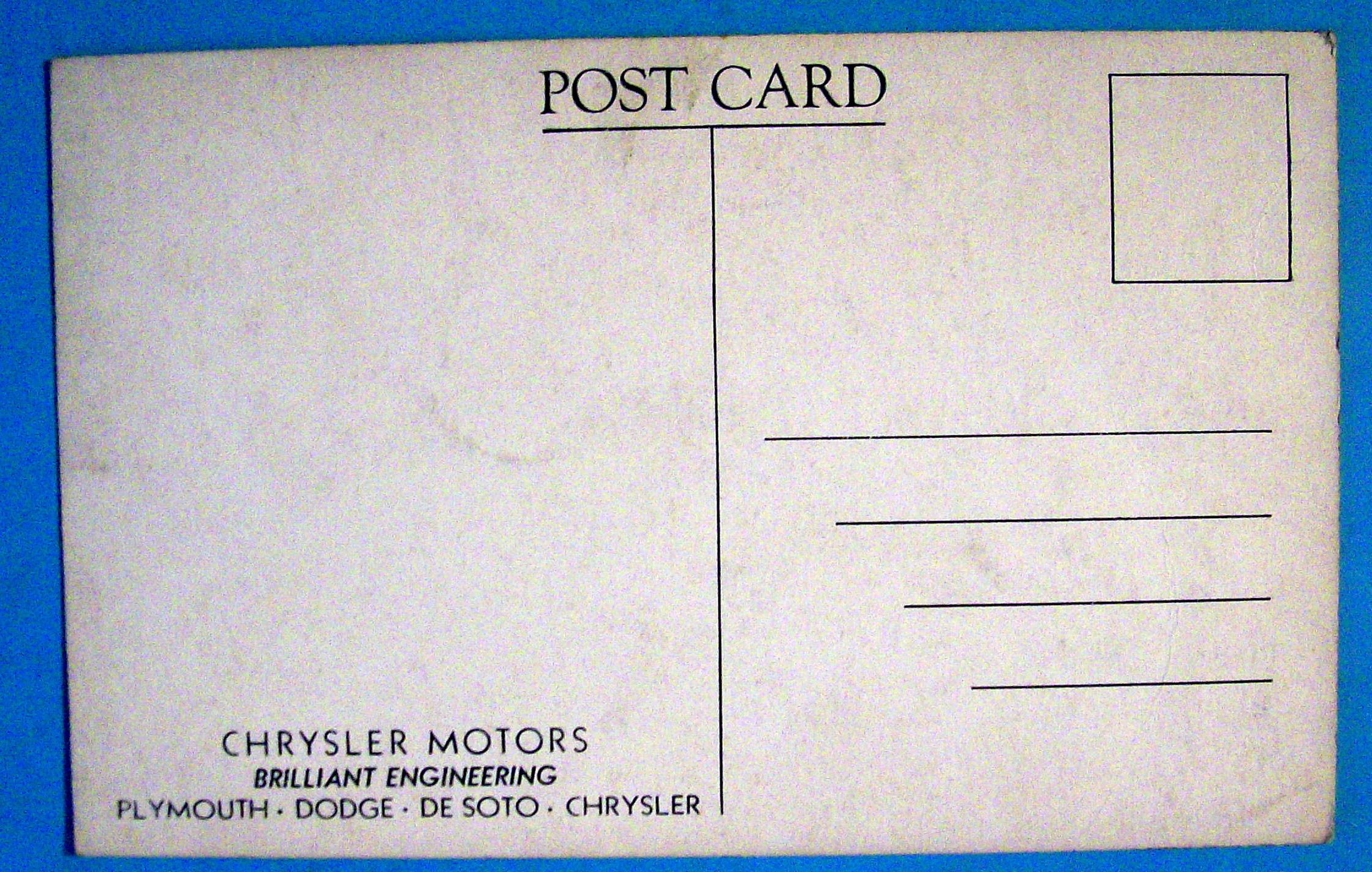 Chrysler Motors Exhibit Postcard (Chicago Fair)