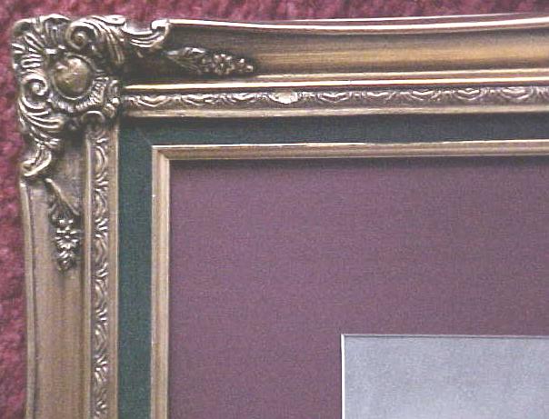 Lady with Flowers 1880's Germany Engraving Ornate Frame