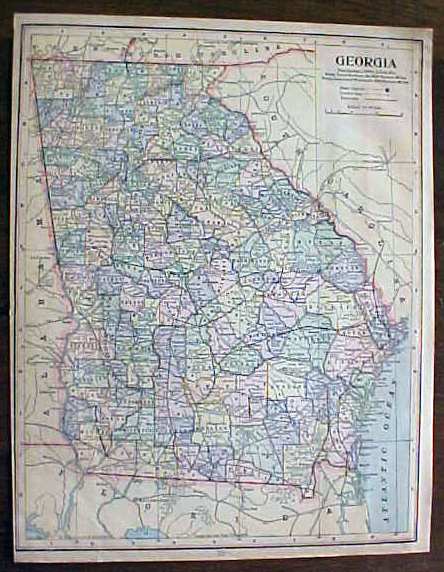 Antique Map Georgia North & South Carolina 1901