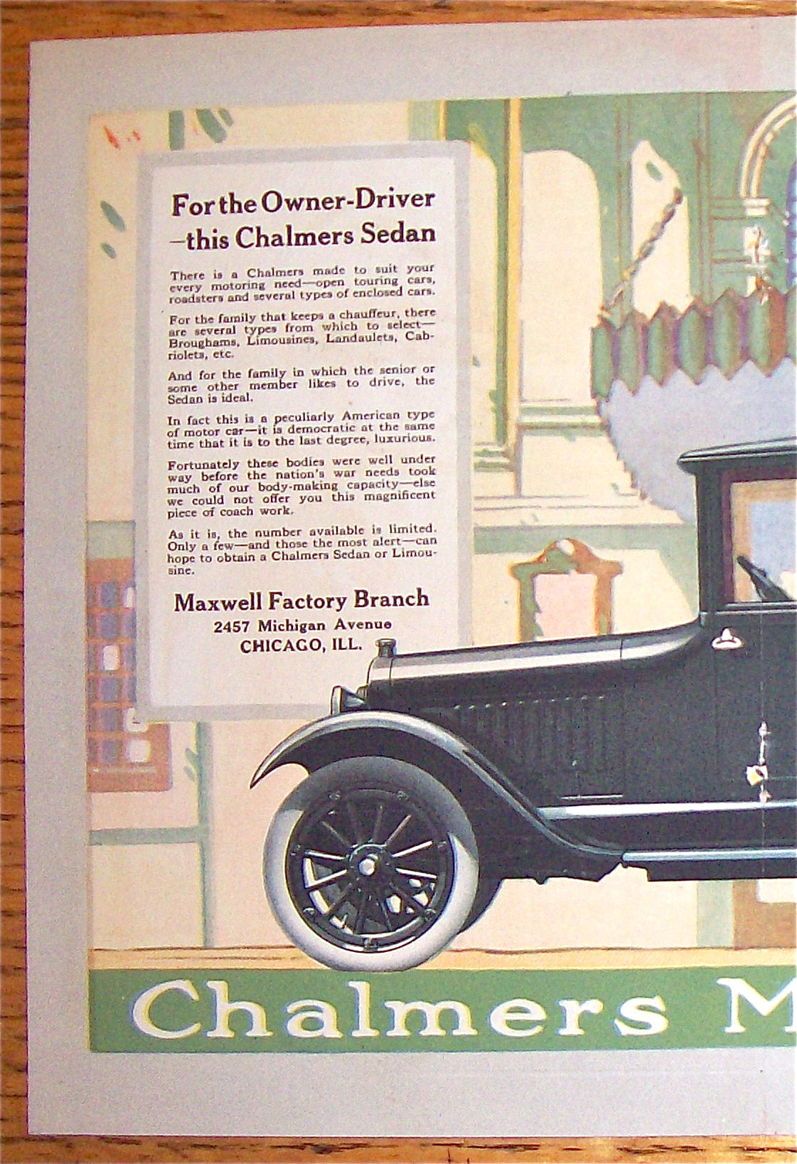 1919 Chalmers Motor Cars with the Chalmers Sedan