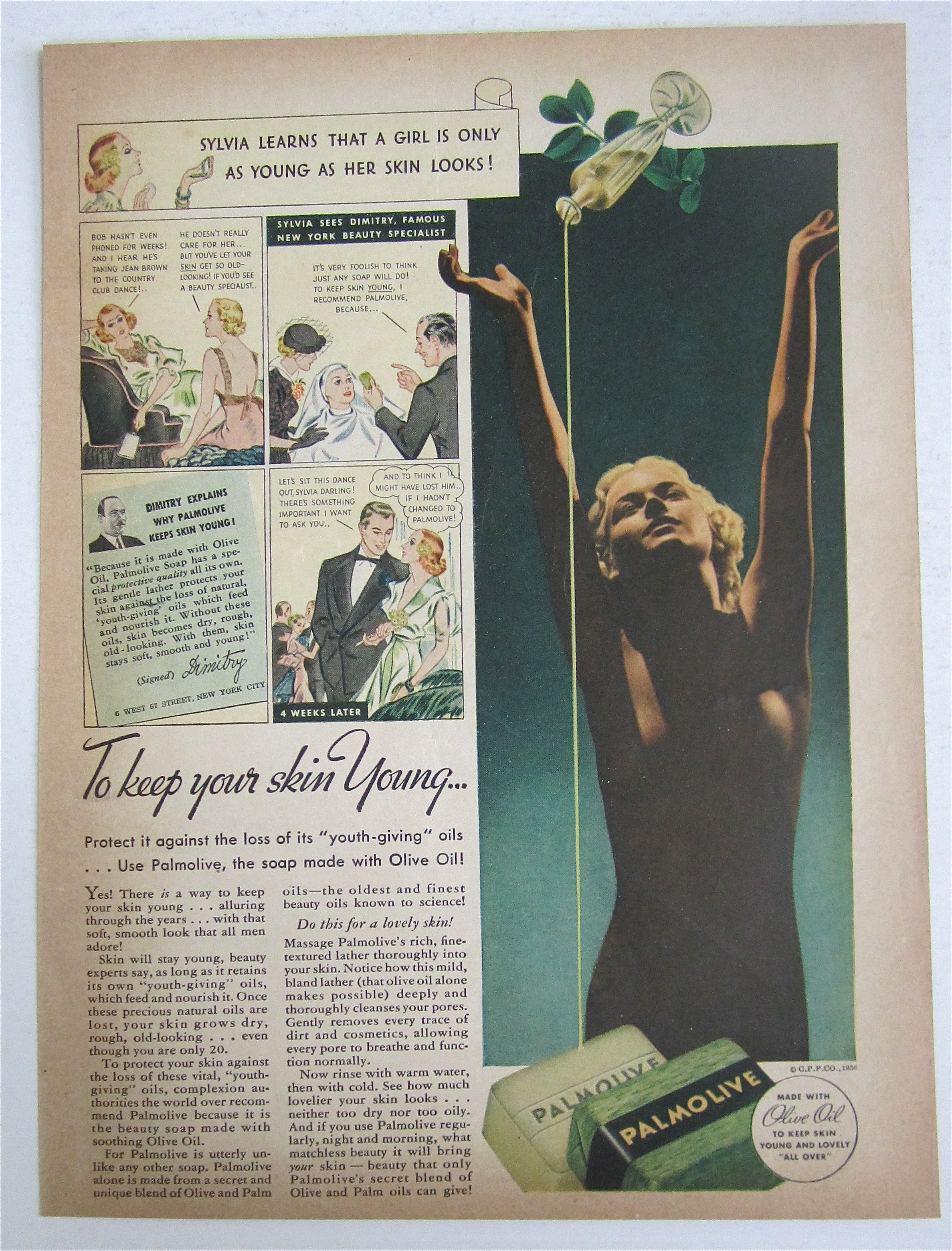 1936 Palmolive Soap with Woman Bathing