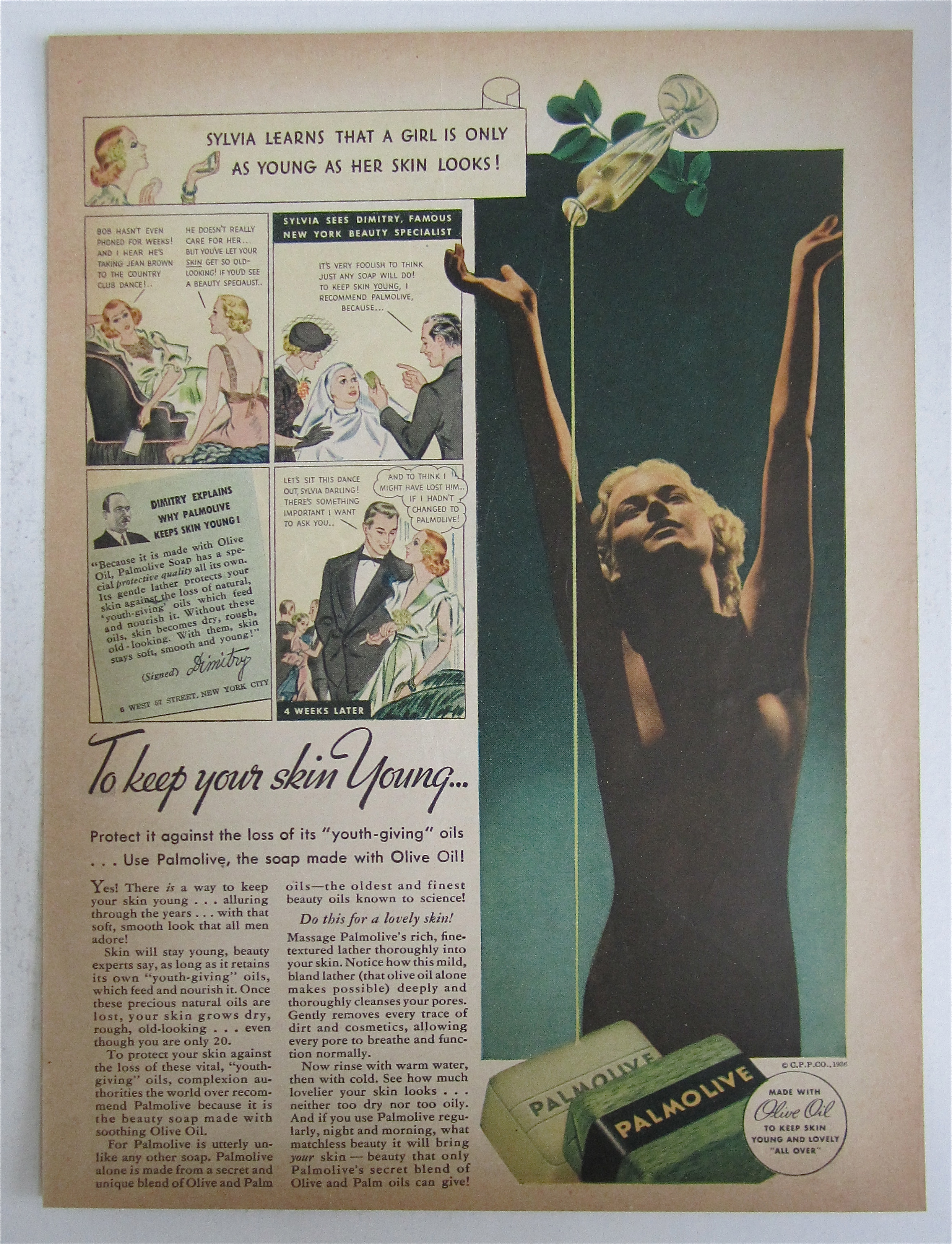 1936 Palmolive Soap with Woman Bathing