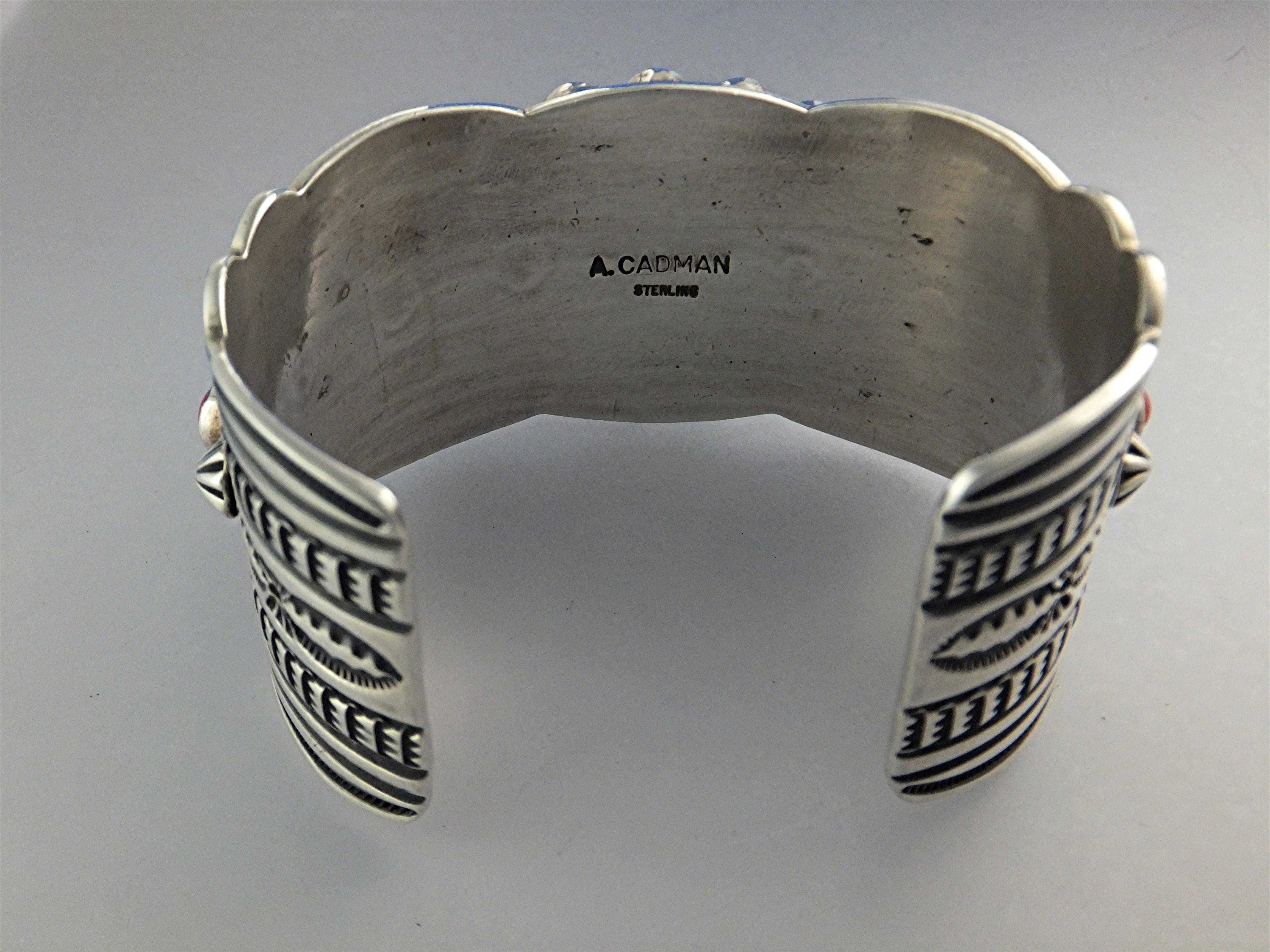 Navajo Coral Spiny Oyster Sterling Silver A. CADMAN
