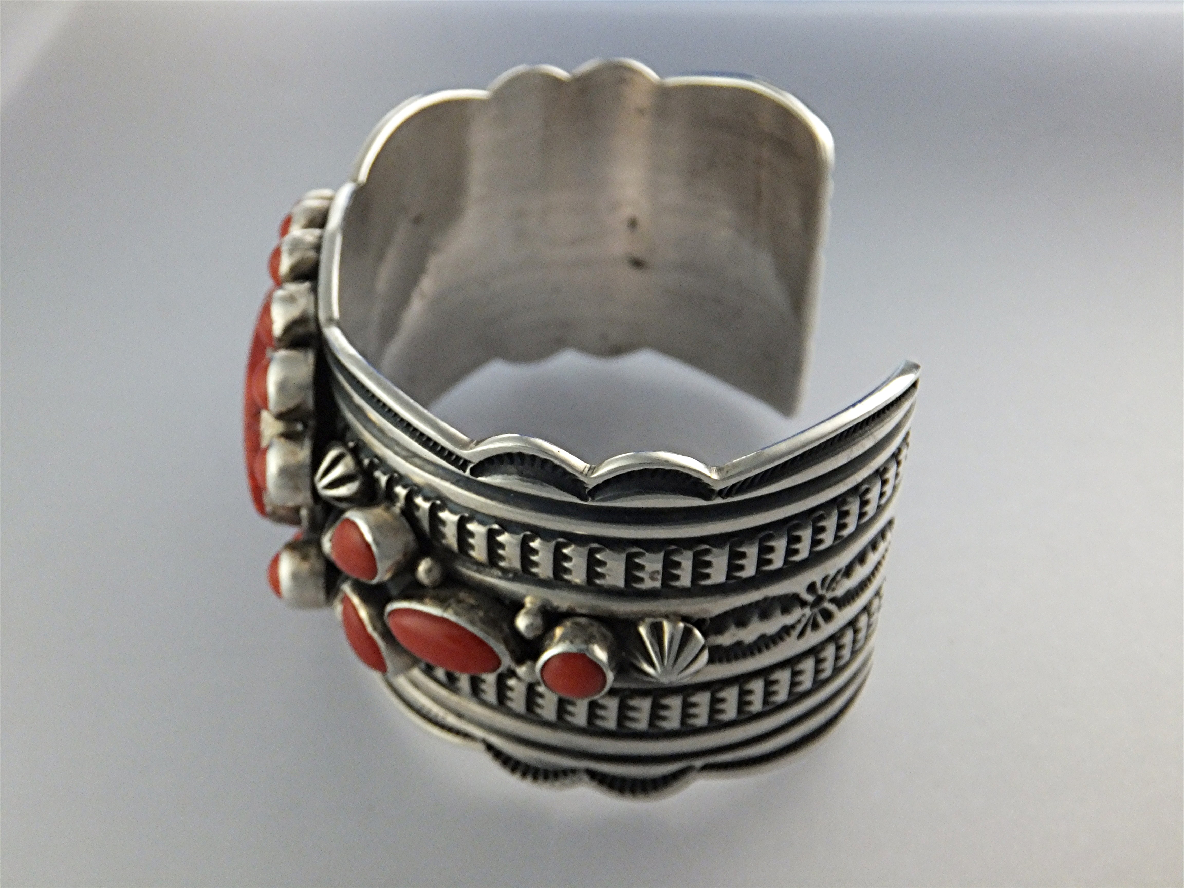 Navajo Coral Spiny Oyster Sterling Silver A. CADMAN
