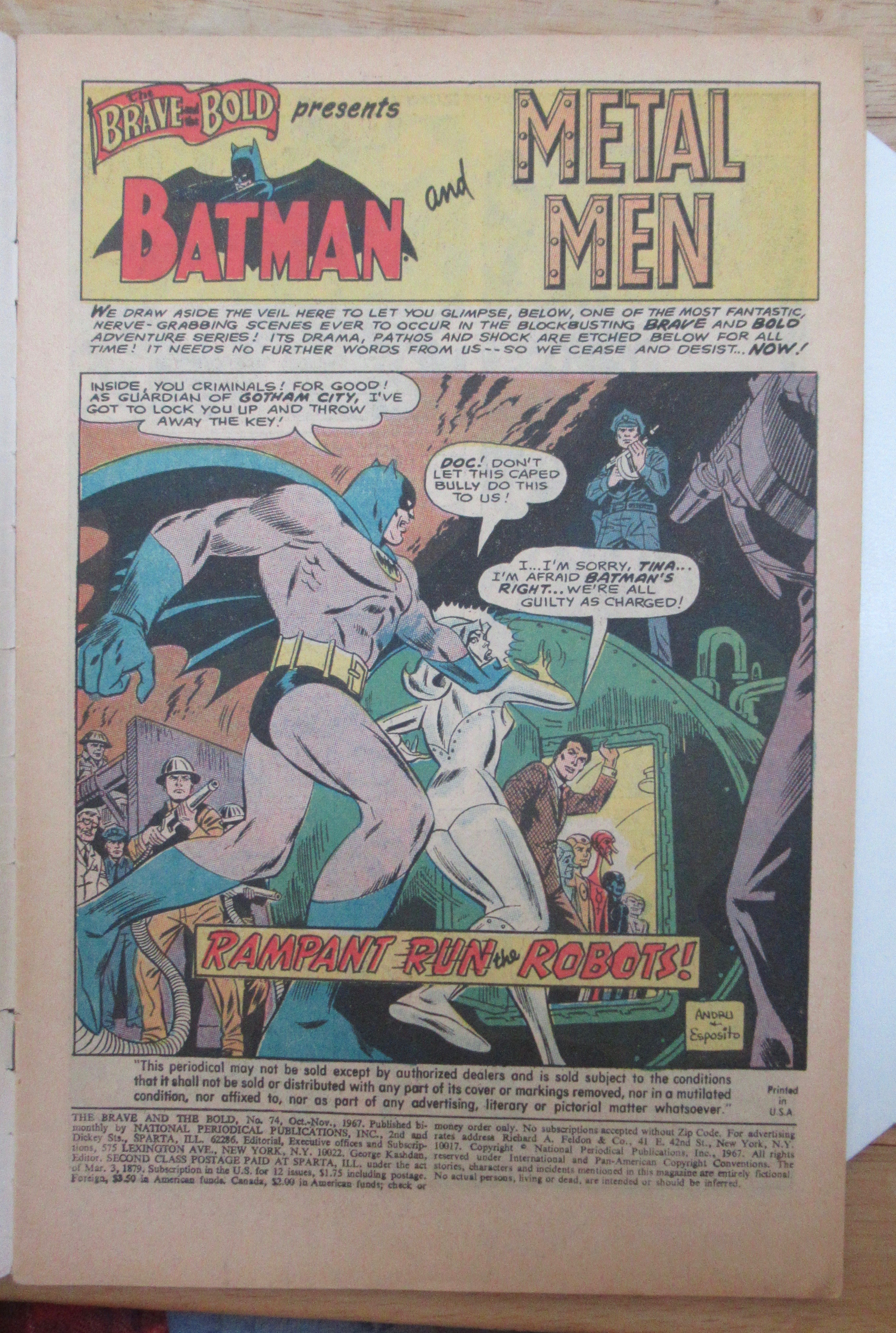 Batman & Metal Man October 1967 Rampant Run The Robots