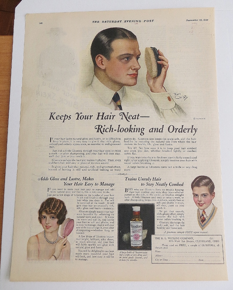 1925 Glostora With Man Combing Hair By Earl Christy