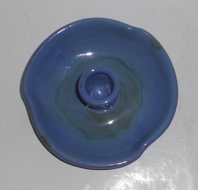 VINTAGE Shearwater Pottery Blue Candlestick Holder