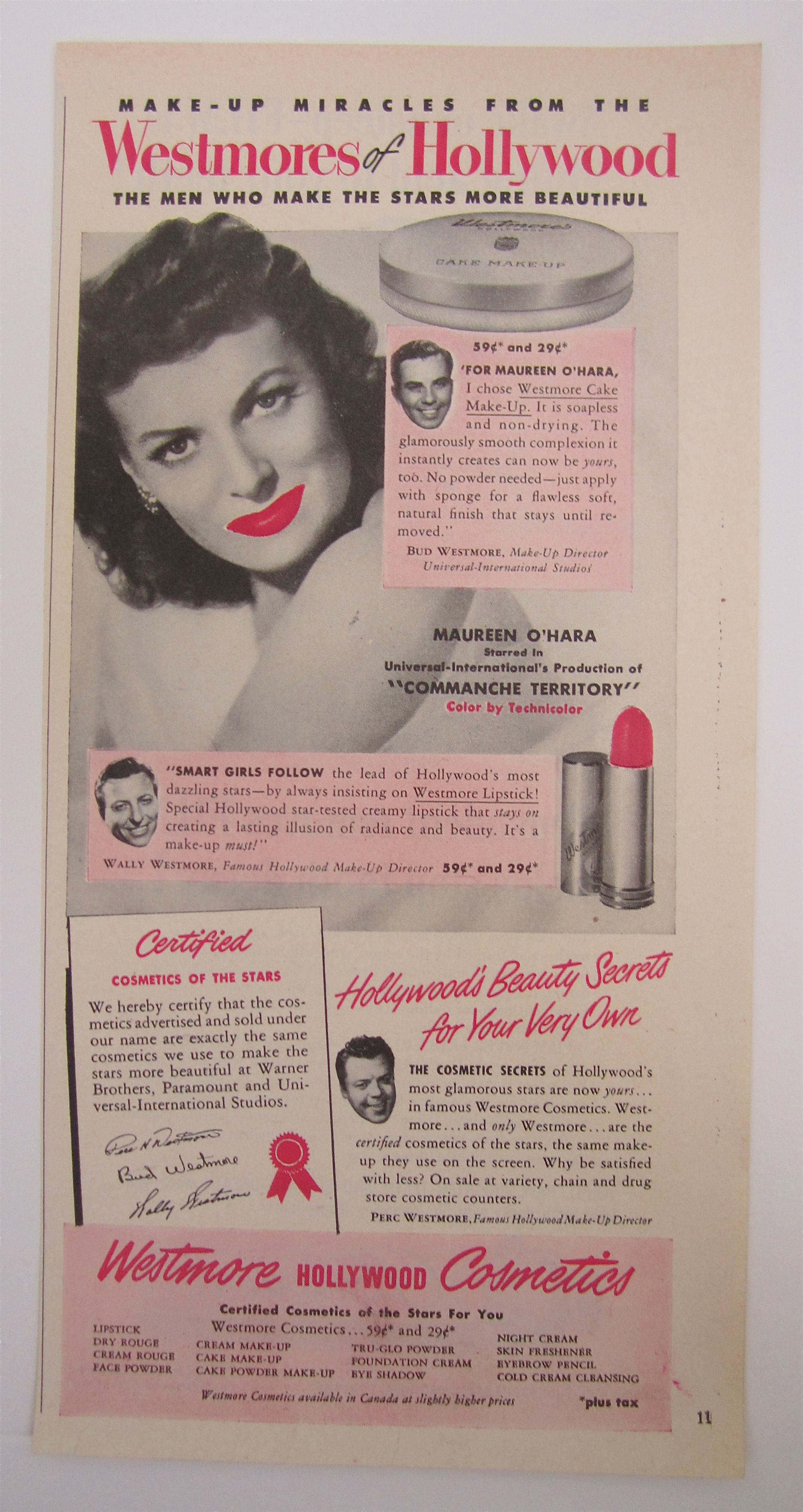 1950 Westmore Cosmetics with Maureen O' Hara