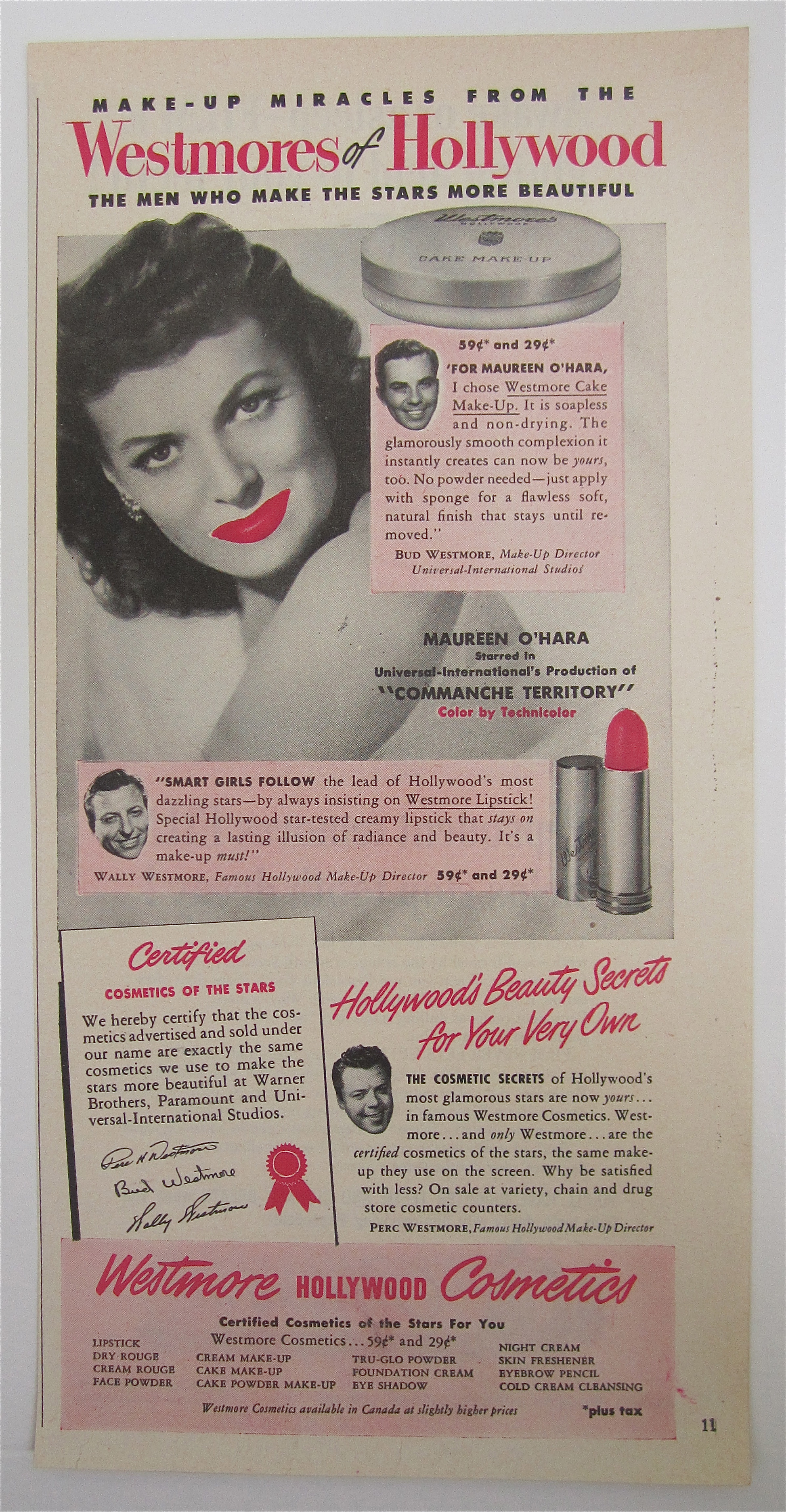 1950 Westmore Cosmetics with Maureen O' Hara