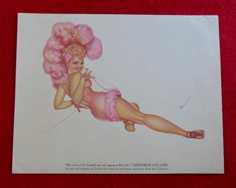 1940's Sexy George Petty Ziegfeld Follies Pin Up Girl Wearing A Flower Costume While On The Telephone