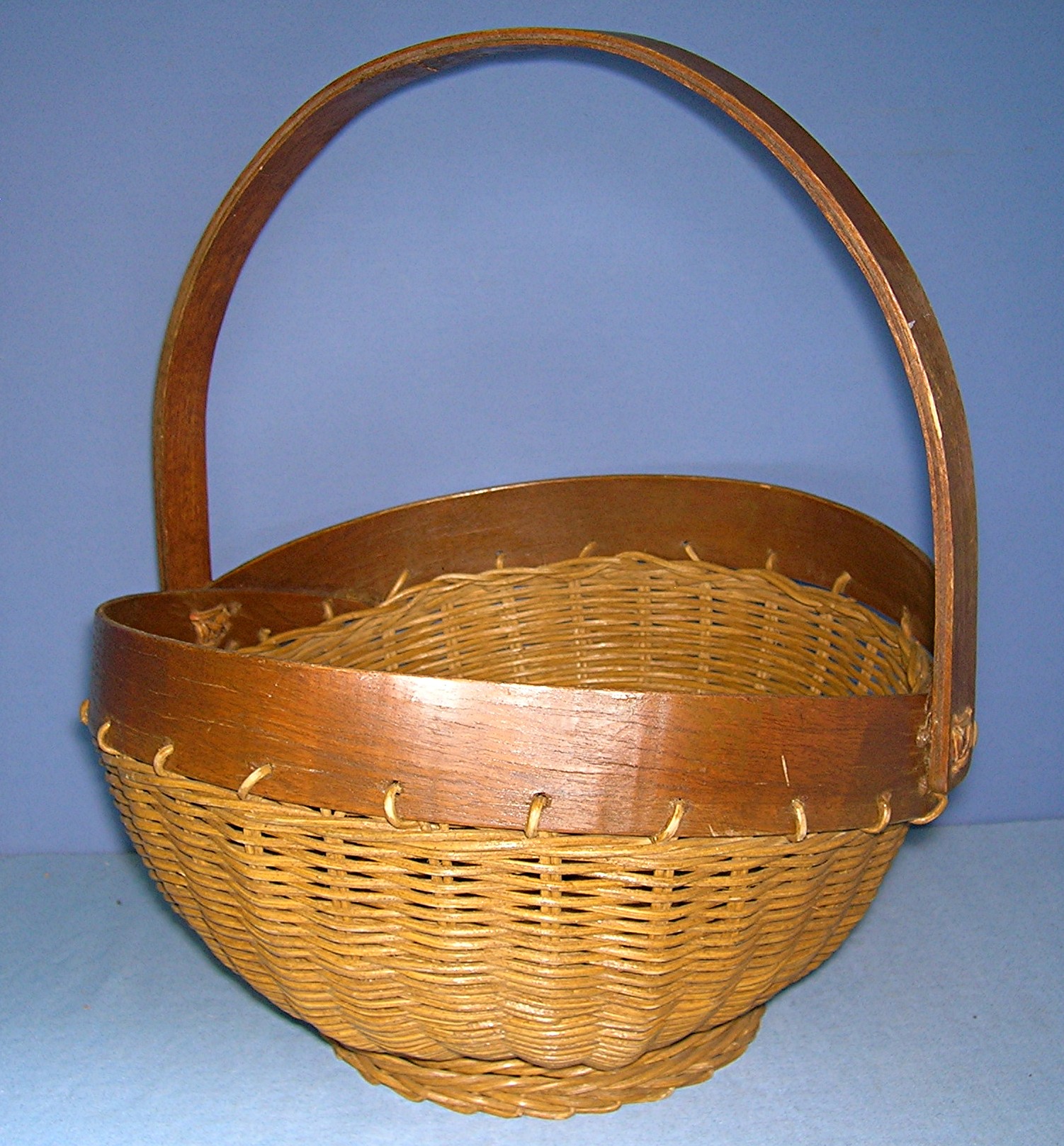 Wicker and Wood Handmade Basket