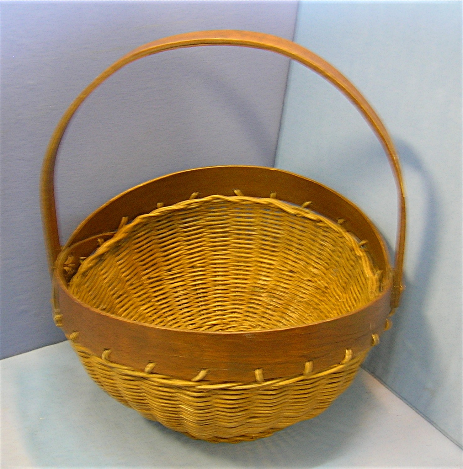 Wicker and Wood Handmade Basket