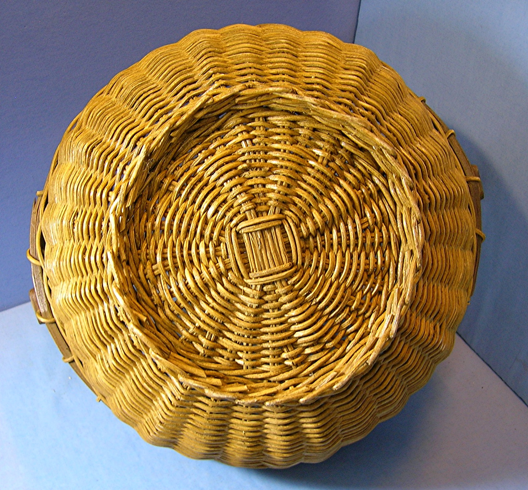 Wicker and Wood Handmade Basket