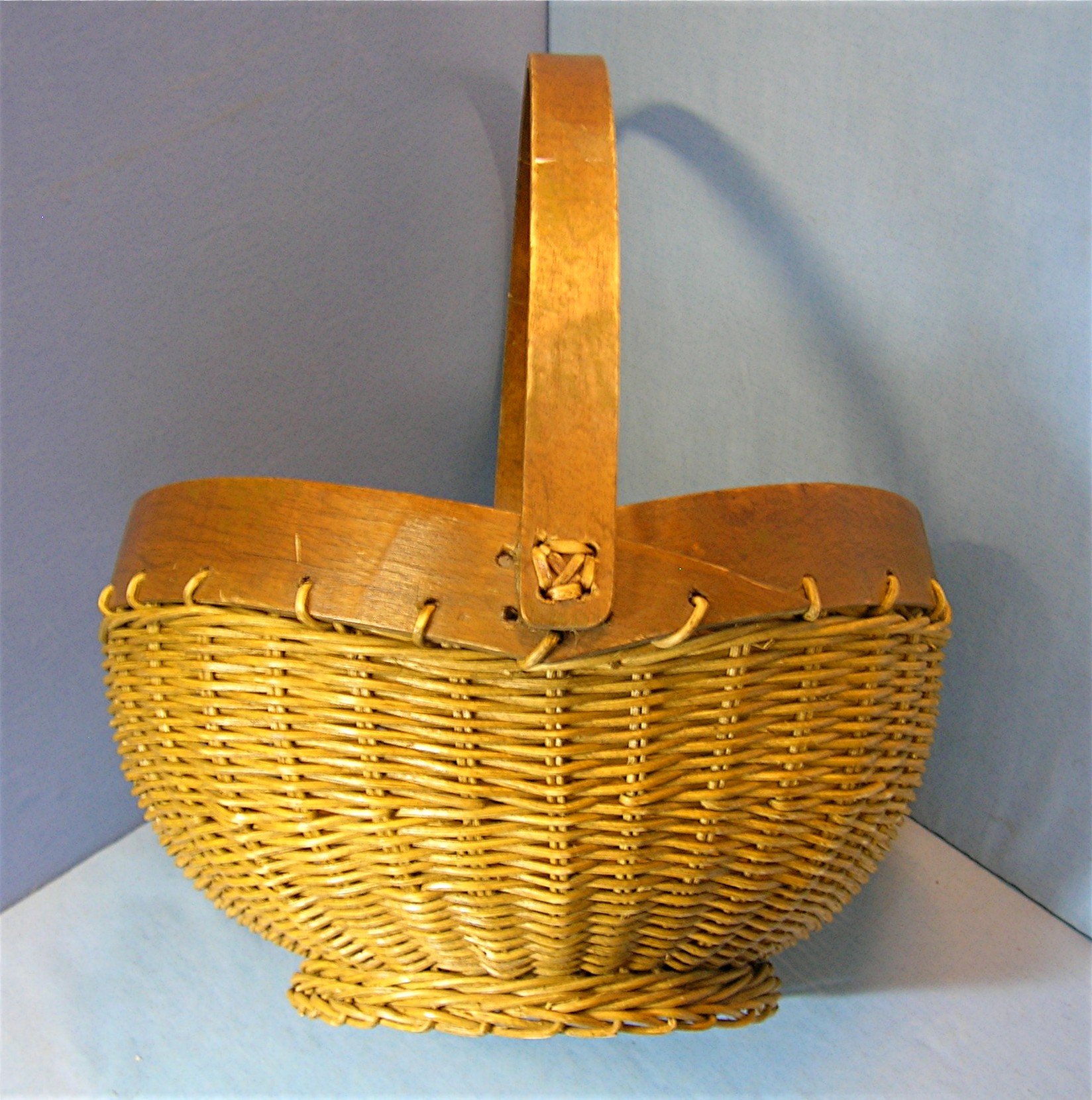 Wicker and Wood Handmade Basket