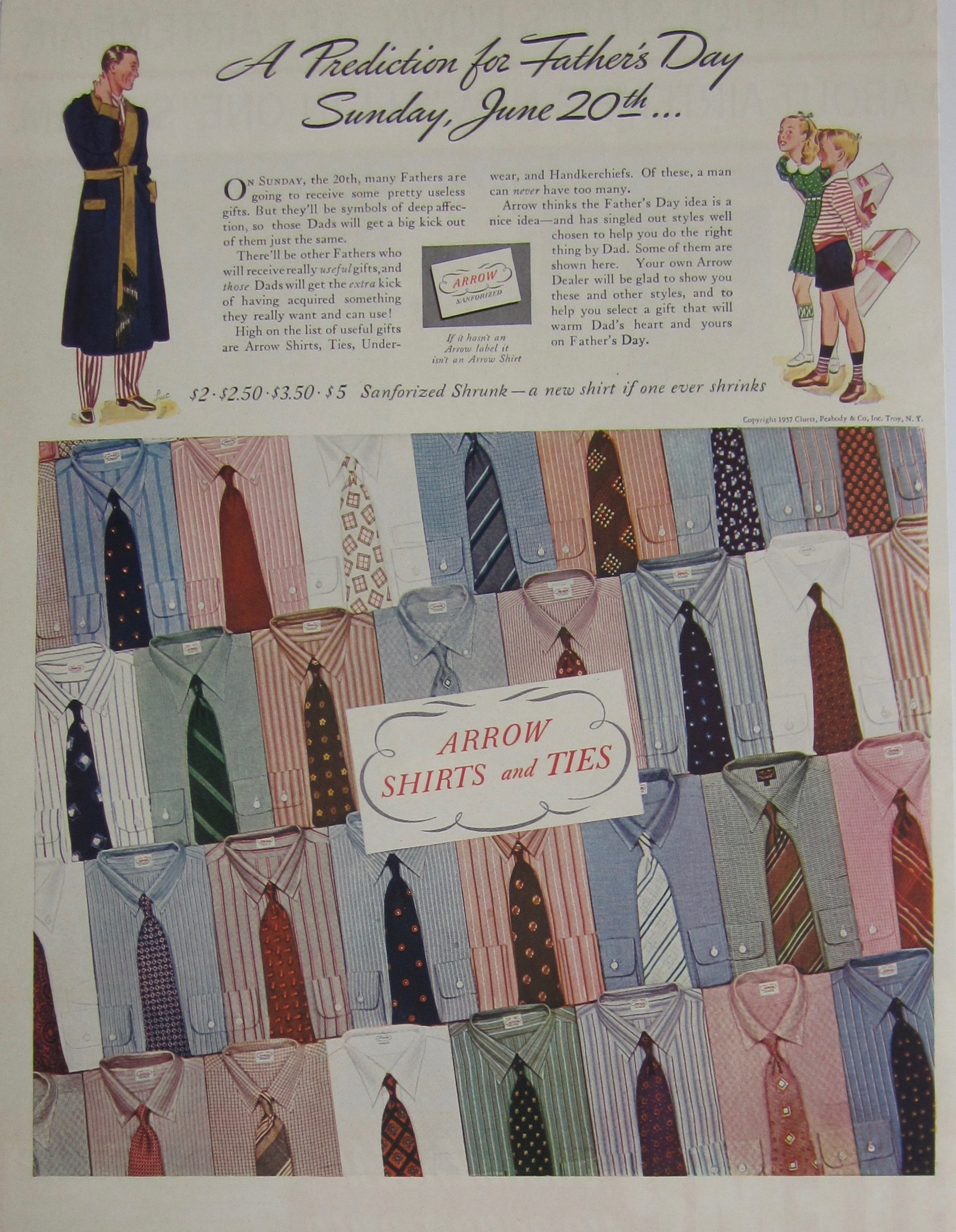 1937 Arrow Shirts & Ties With Dad On Father's Day