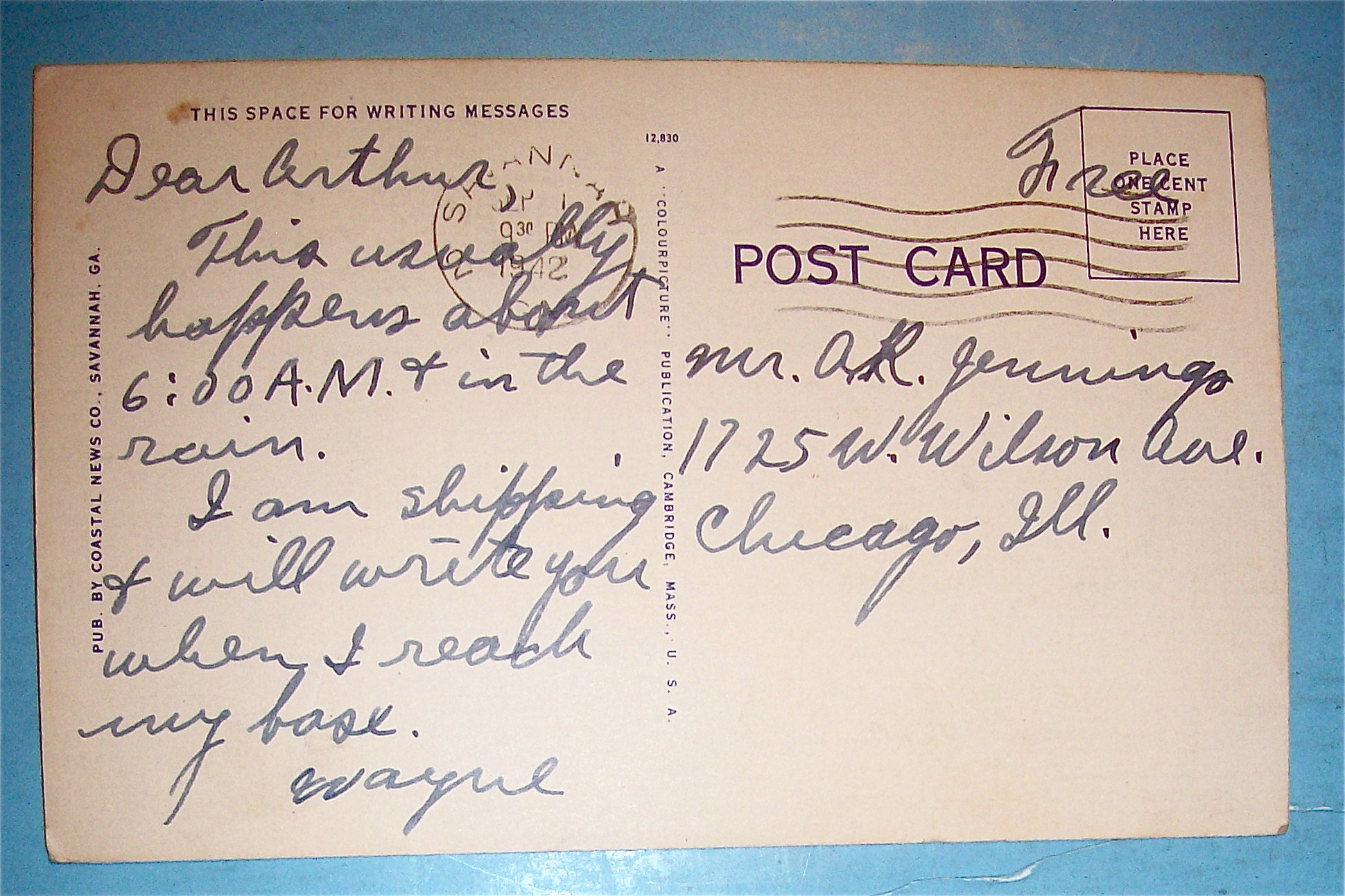 Lined Up For Mess Postcard (Camp Stewart)