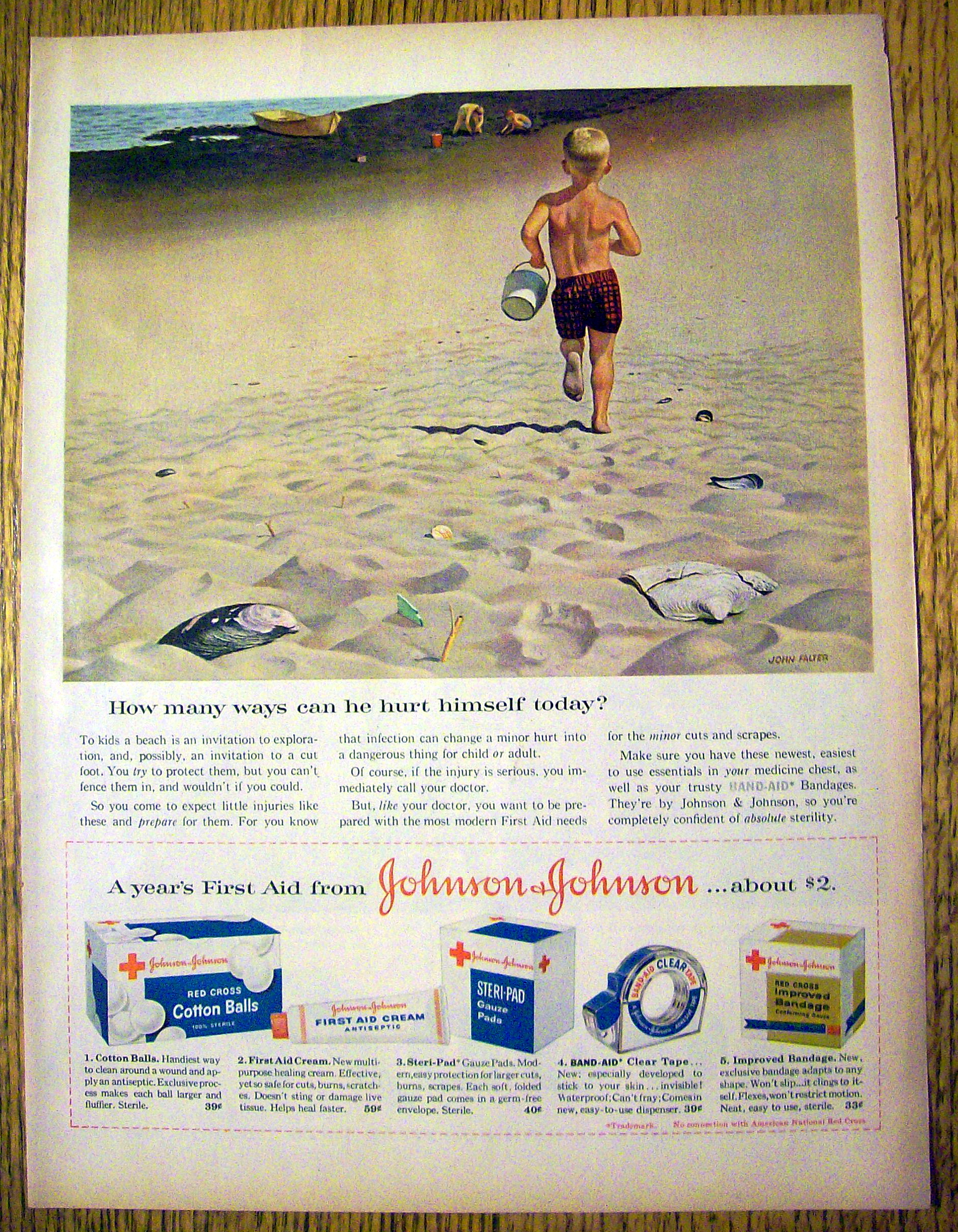 1959 Johnson & Johnson w/Boy on Beach By John Falter