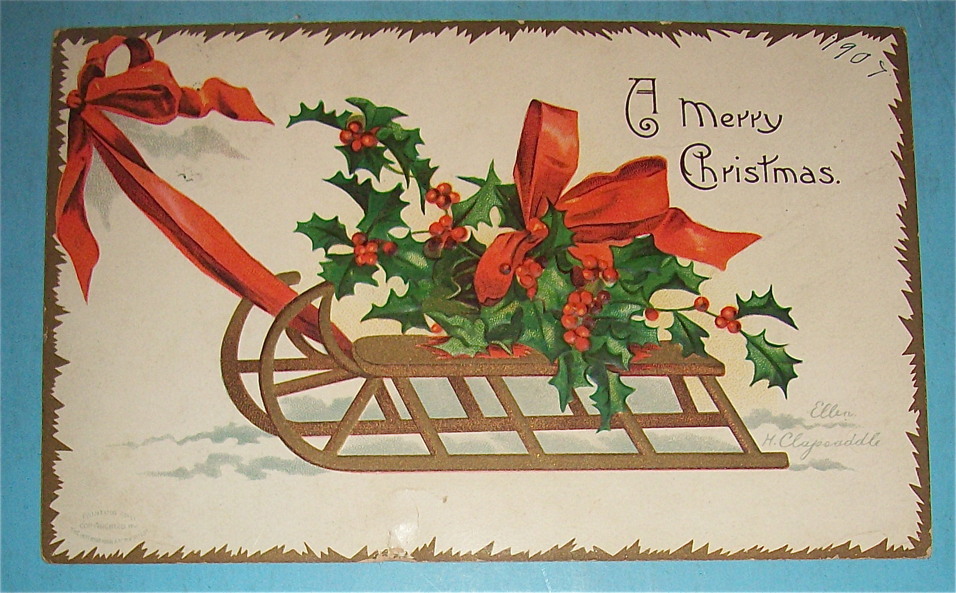 Merry Christmas Postcard By Ellen Clapsaddle