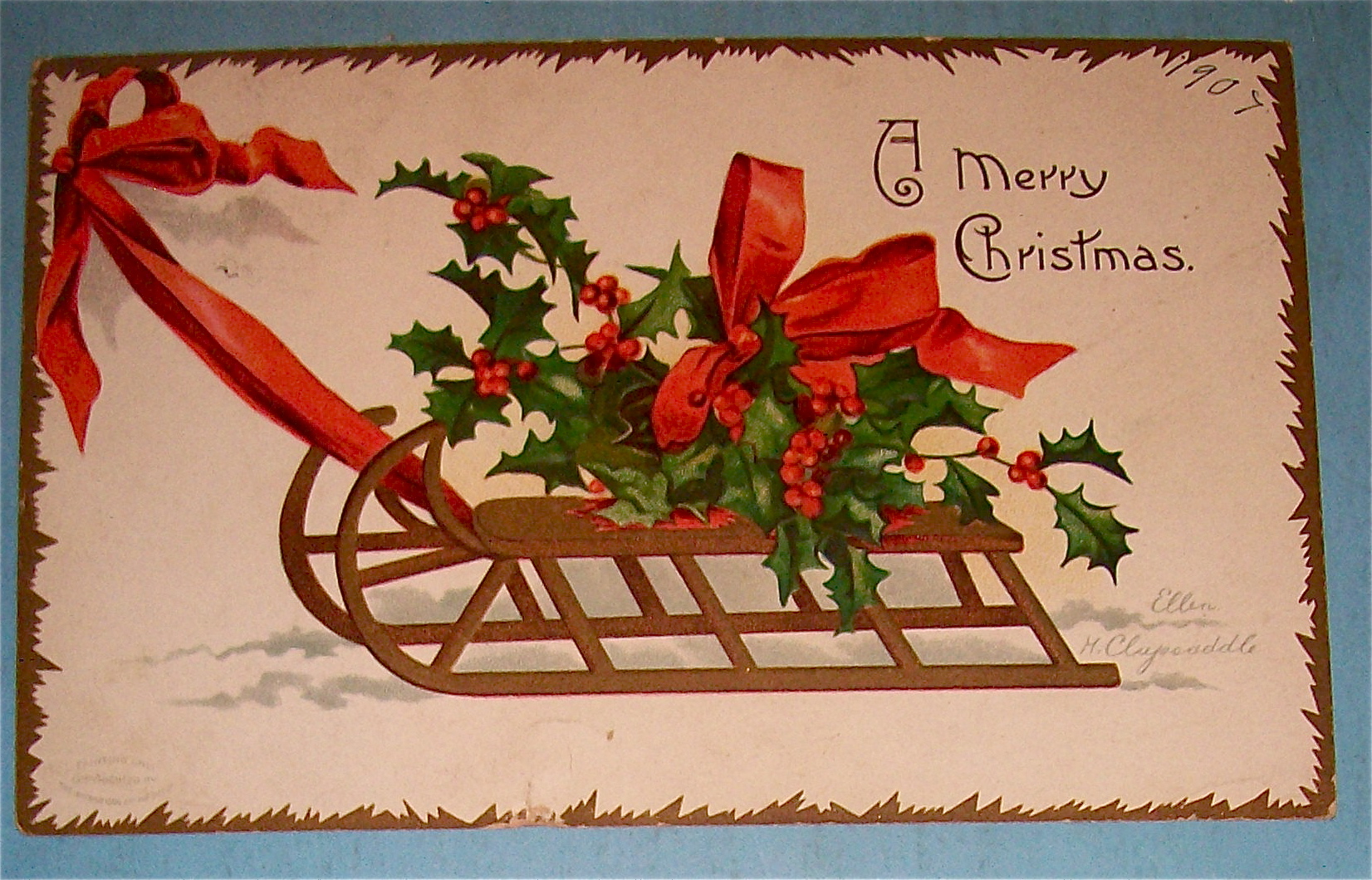 Merry Christmas Postcard By Ellen Clapsaddle