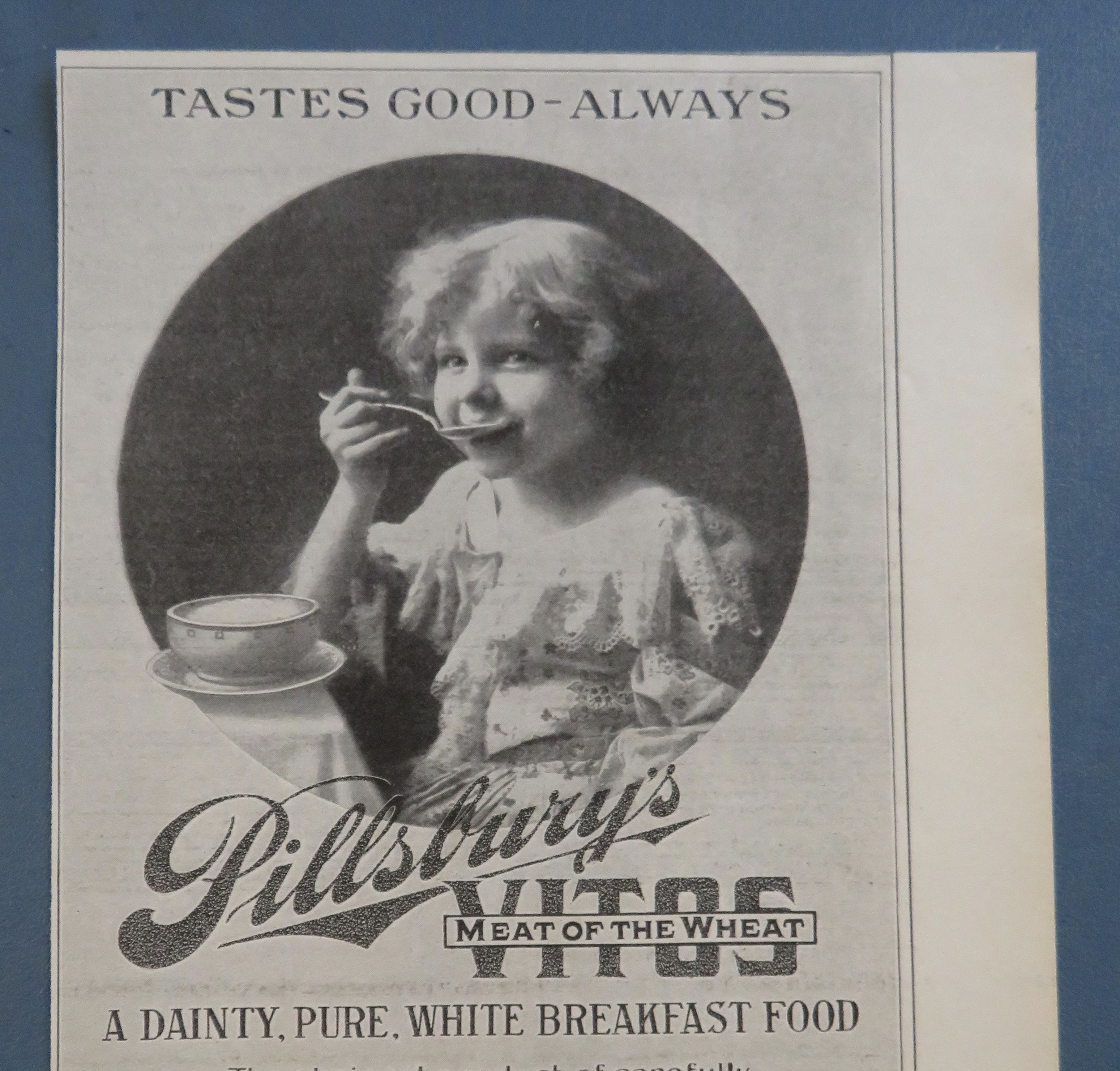 1905 Pillsbury's Vitos Wheat Food with Girl Eating