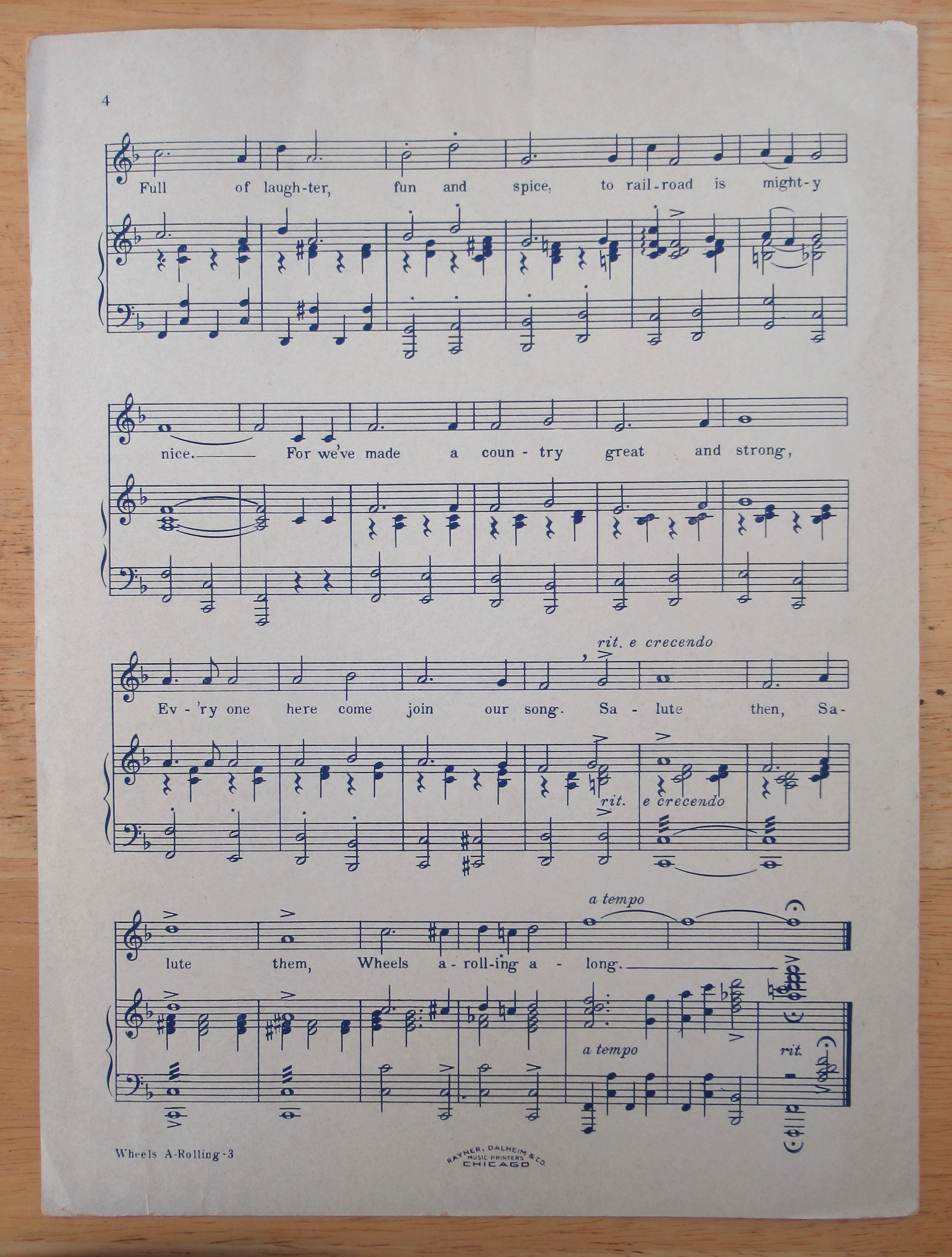 1948 Wheels A-Rolling Sheet Music Chicago Railroad Fair
