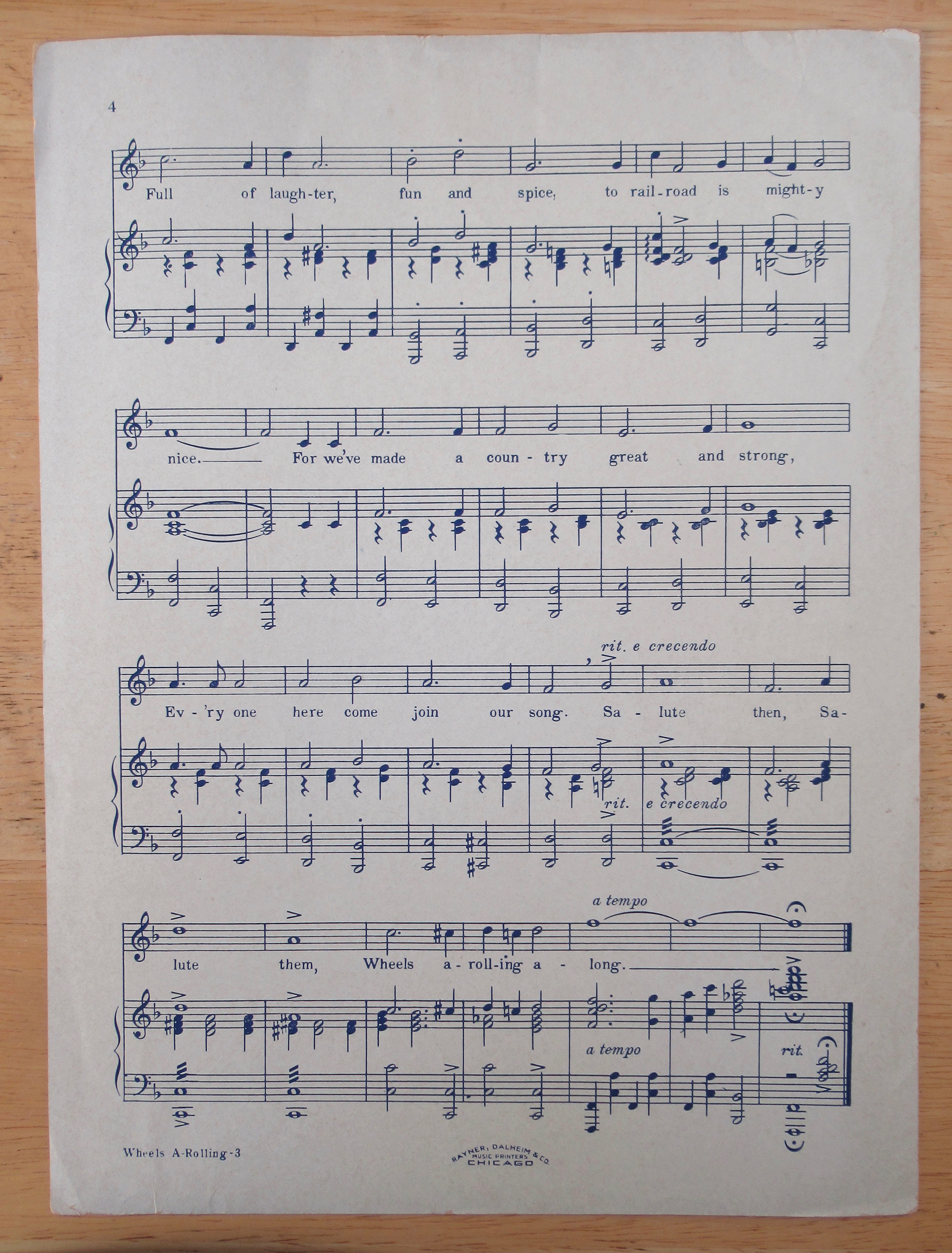 1948 Wheels A-Rolling Sheet Music Chicago Railroad Fair